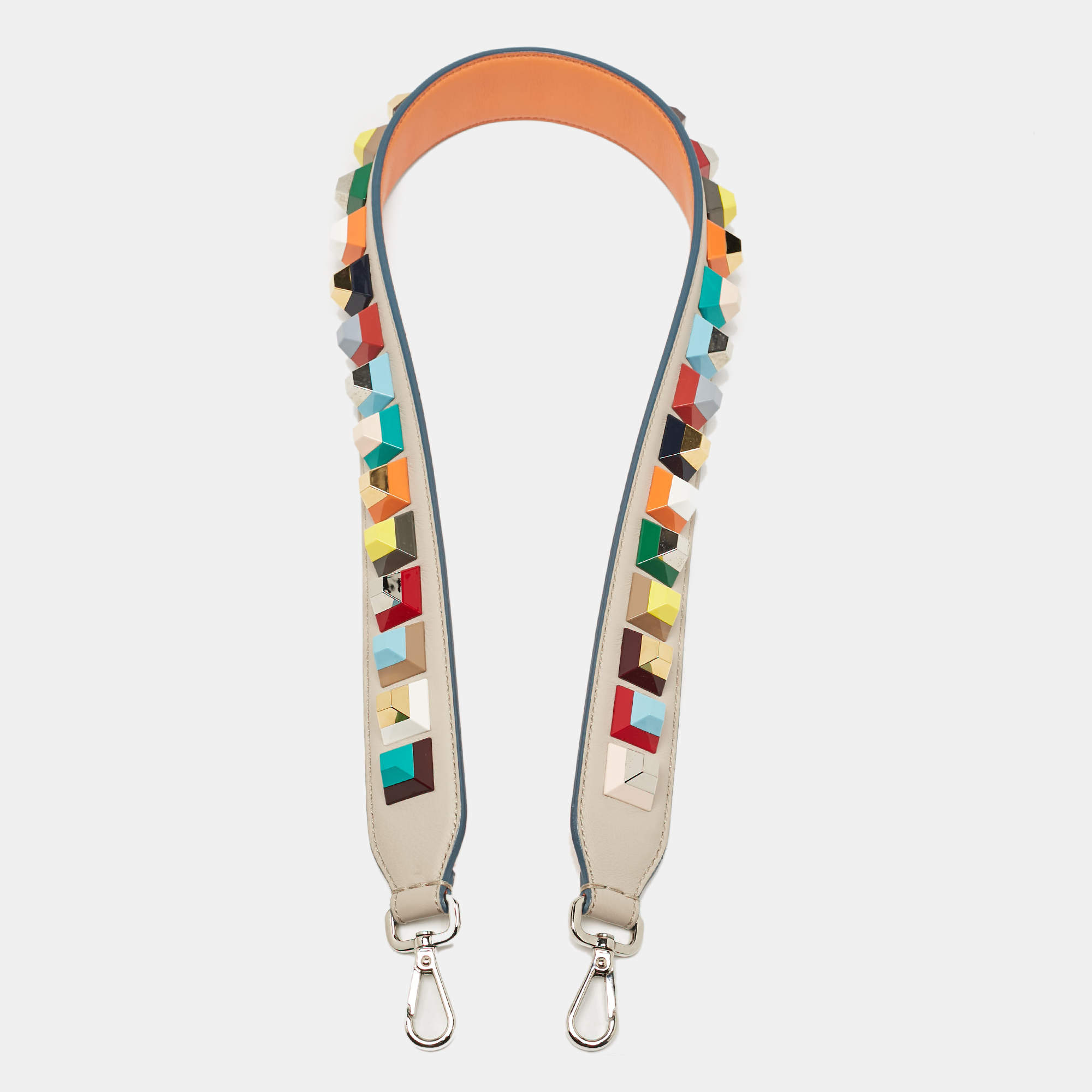 Pre Owned Fendi Multicolor Leather Studded Strap You Shoulder Bag Strap