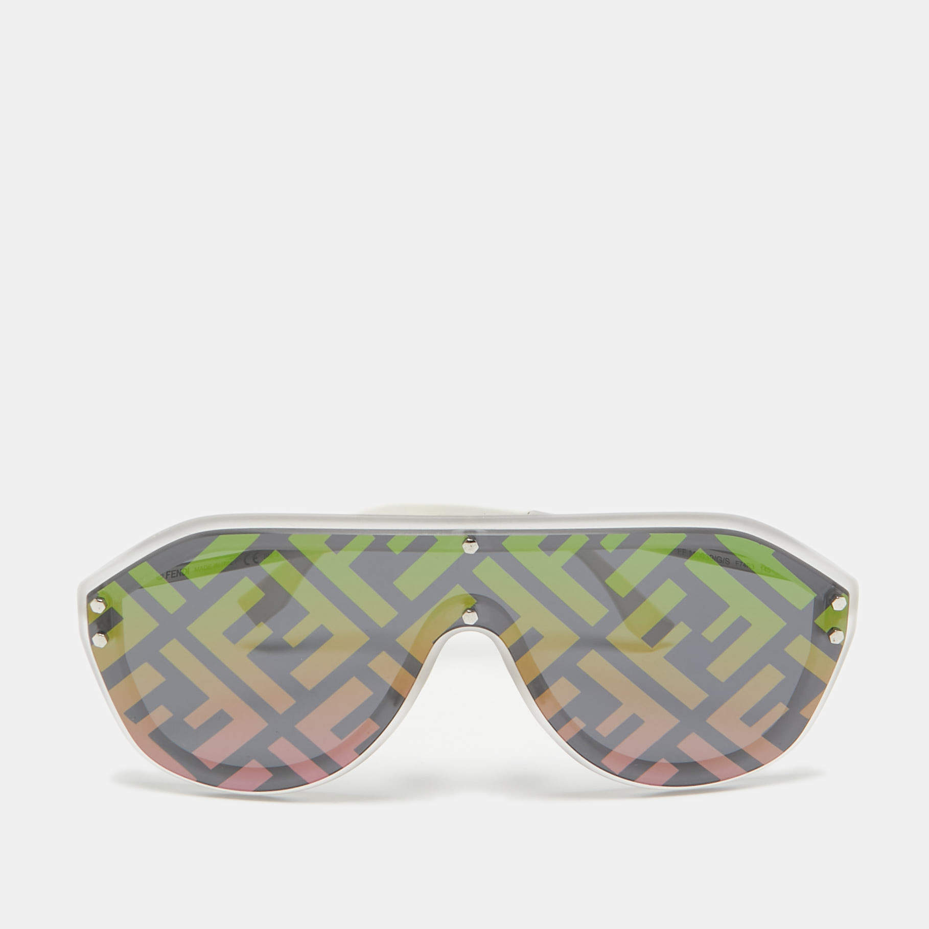 Fendi Silver Tone/Grey Mirrored M0039/G/S FF Fabulous Shield Sunglasses