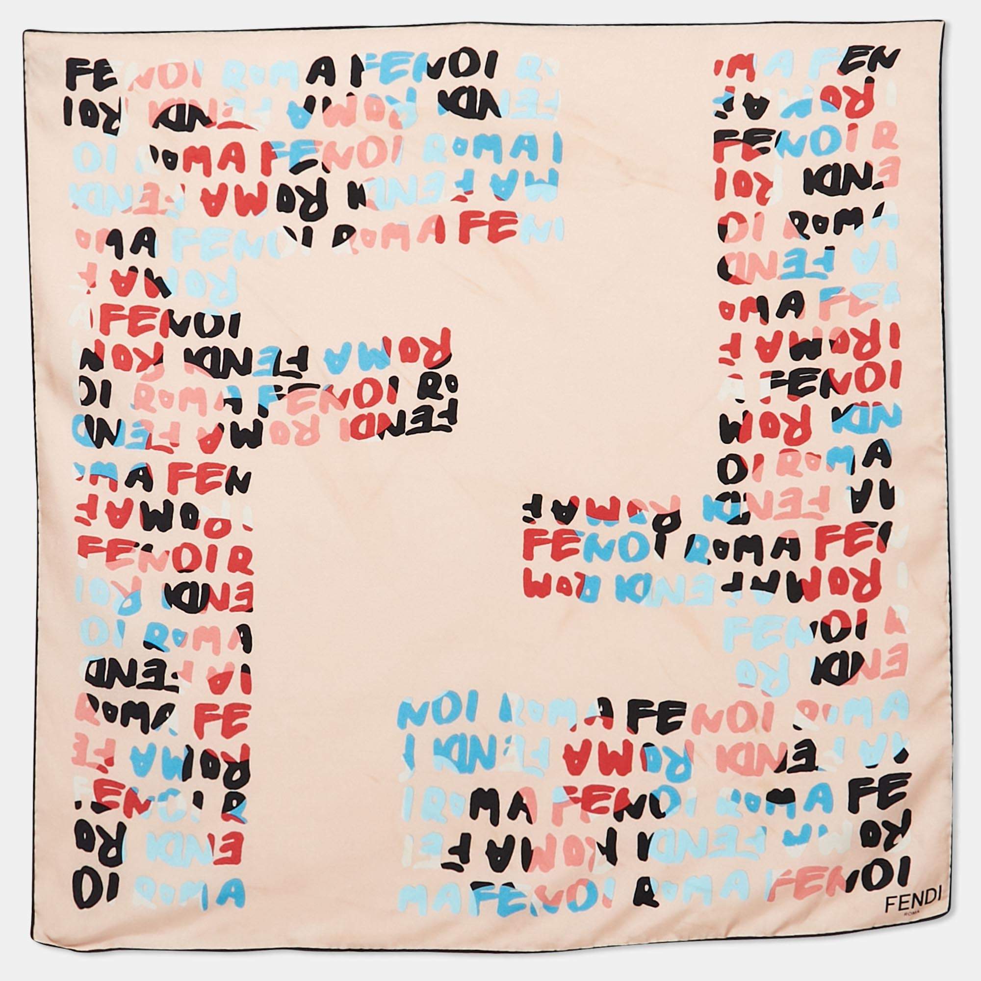 Pre Owned Fendi Pink Printed Silk Scarf