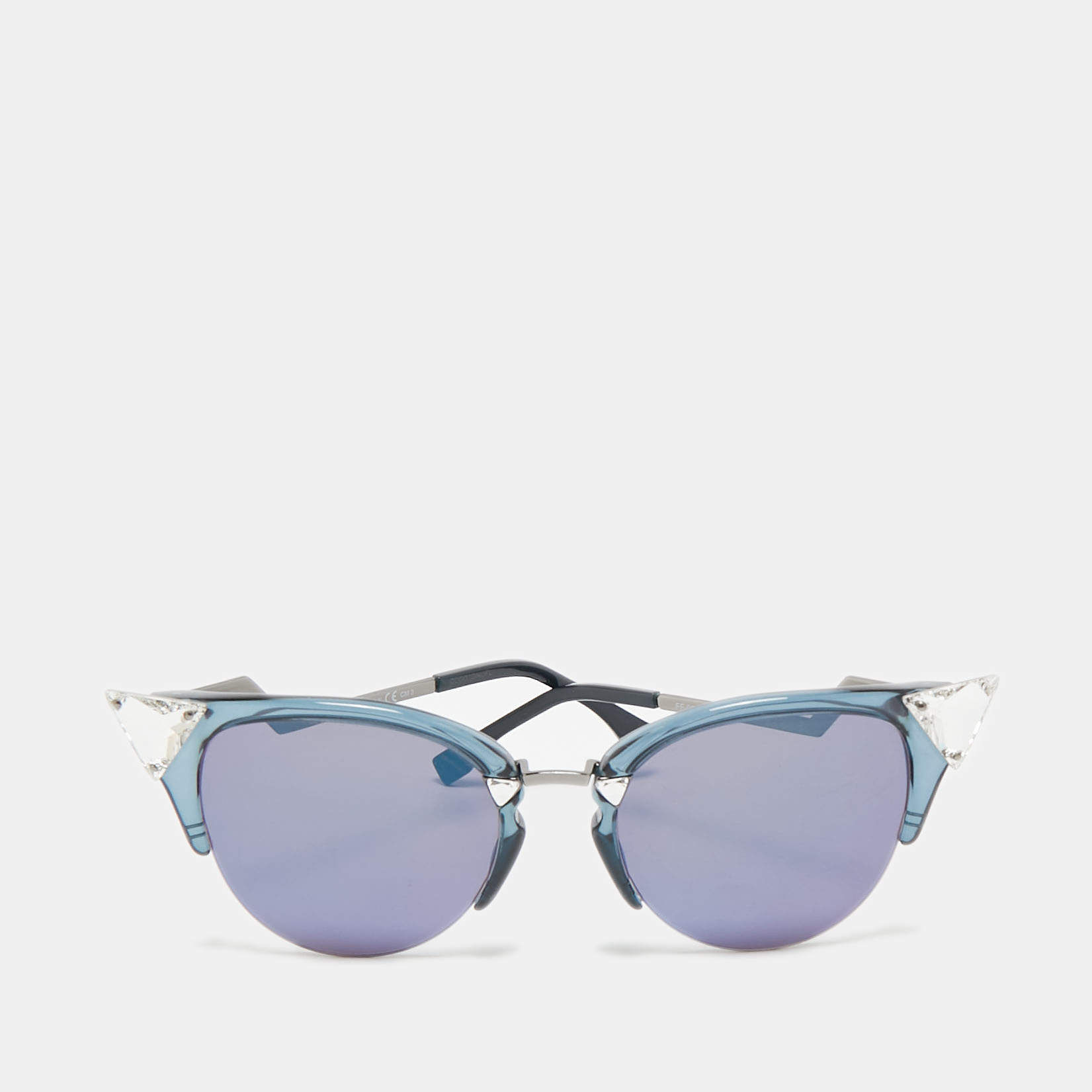 Fendi Blue/Silver FF 0042/S Crystals Cat Eye Sunglasses