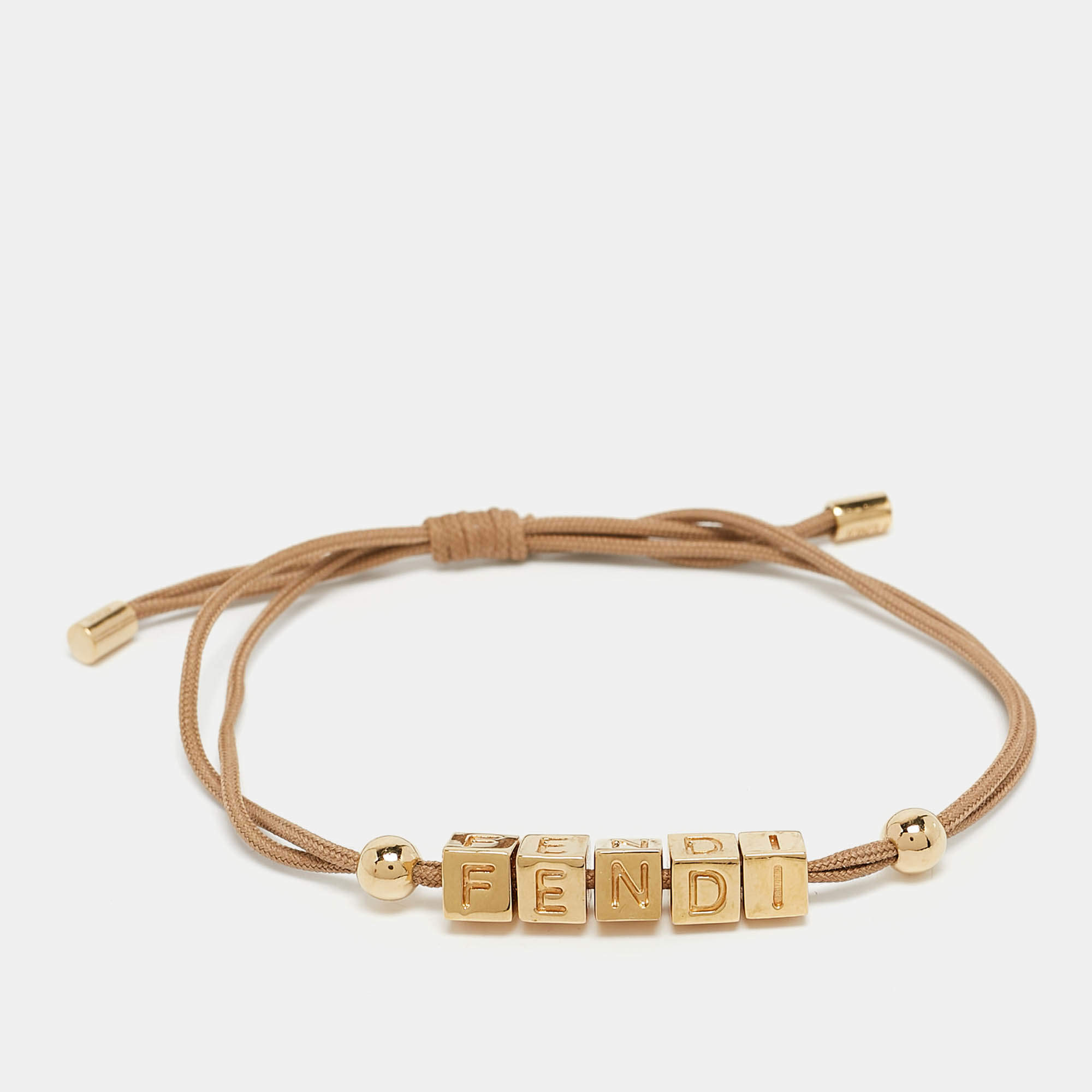 Pre Owned Fendi Graphy Gold Tone Cord Bracelet
