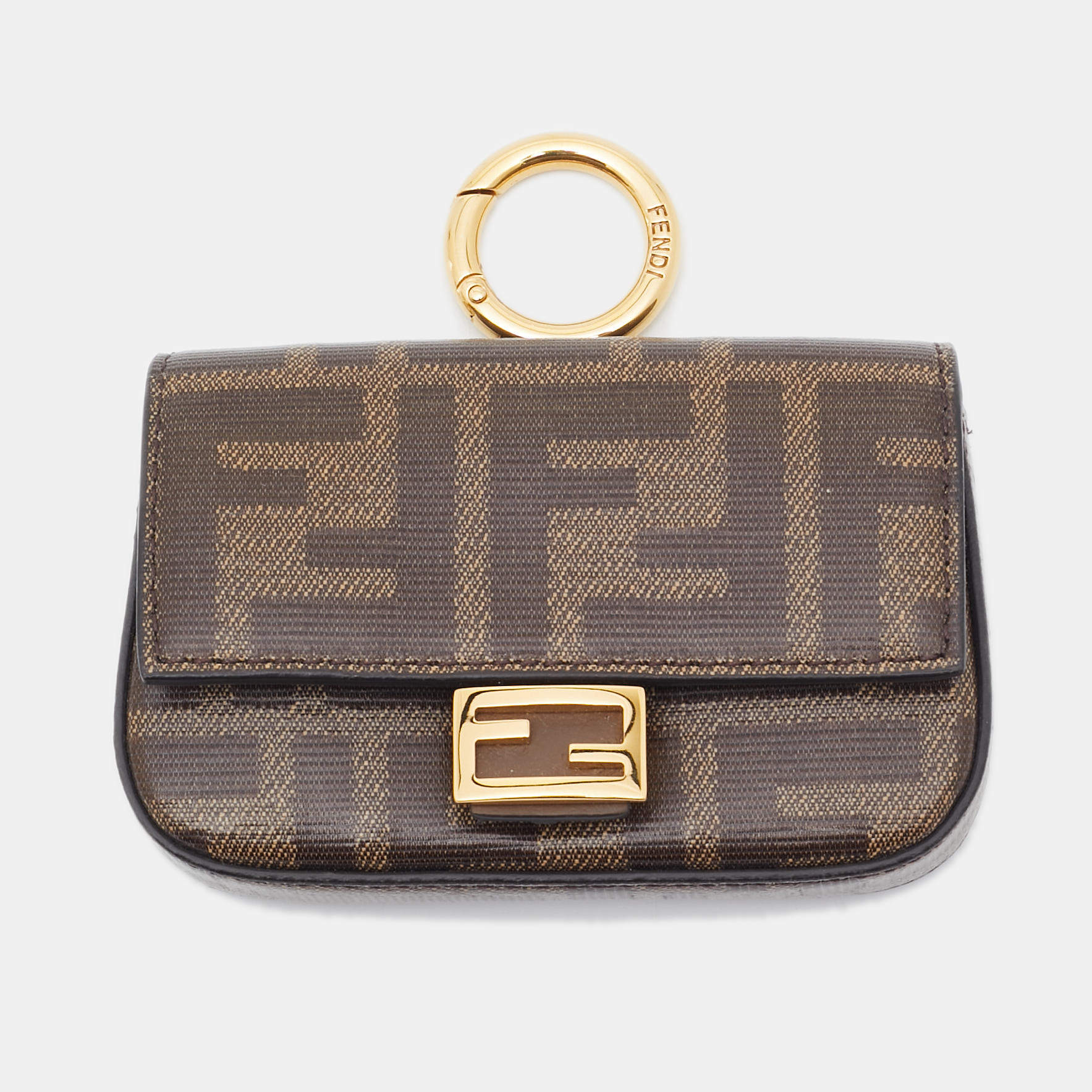 Fendi Tobacco Zucca Coated Canvas Nano Baguette Charm Bag