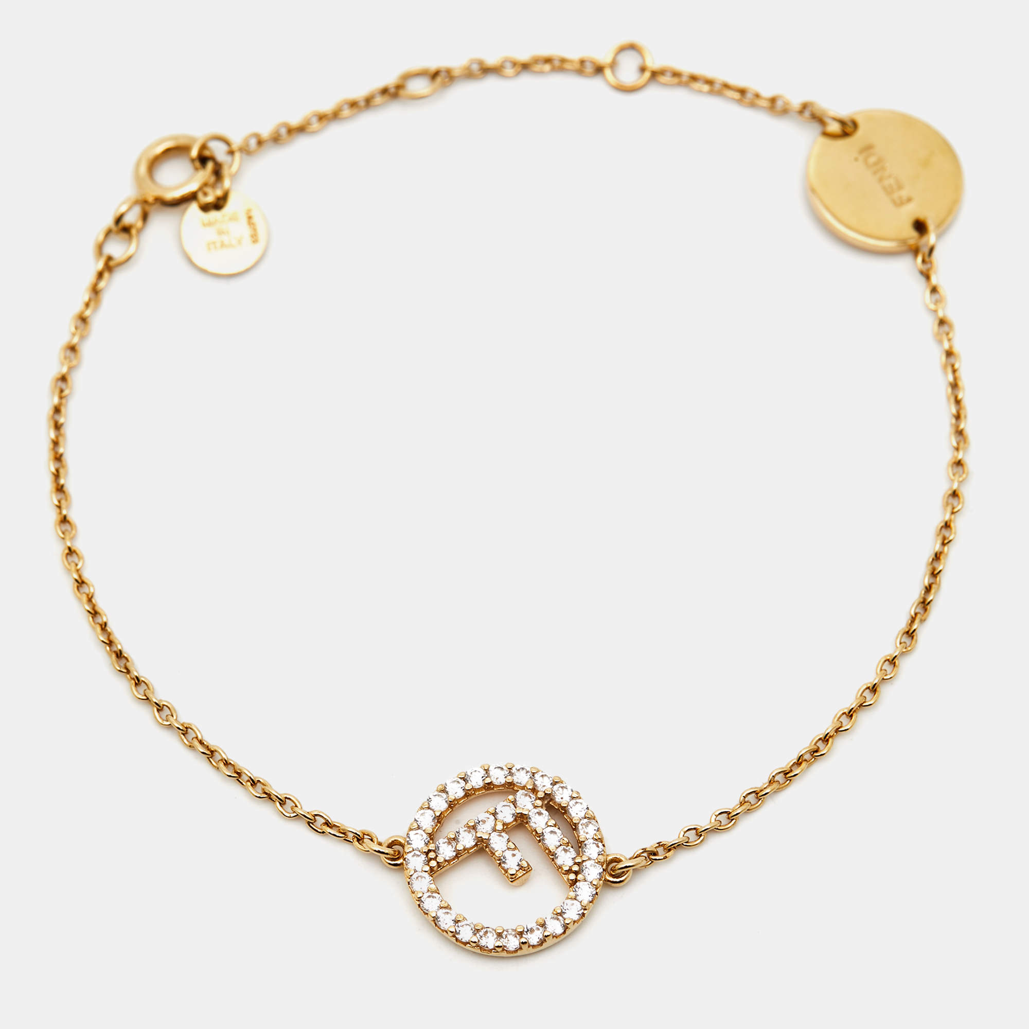 Fendi F is Fendi Crystals Gold Tone Bracelet