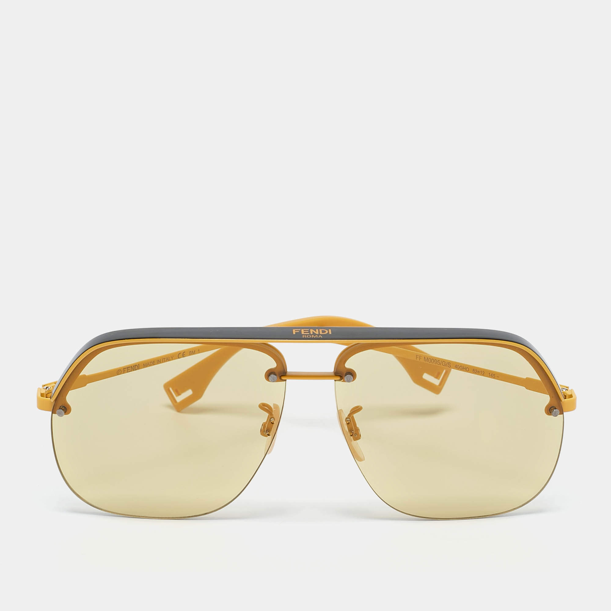 Fendi Yellow/Black FF M0095/G/S Frame Aviators Sunglasses