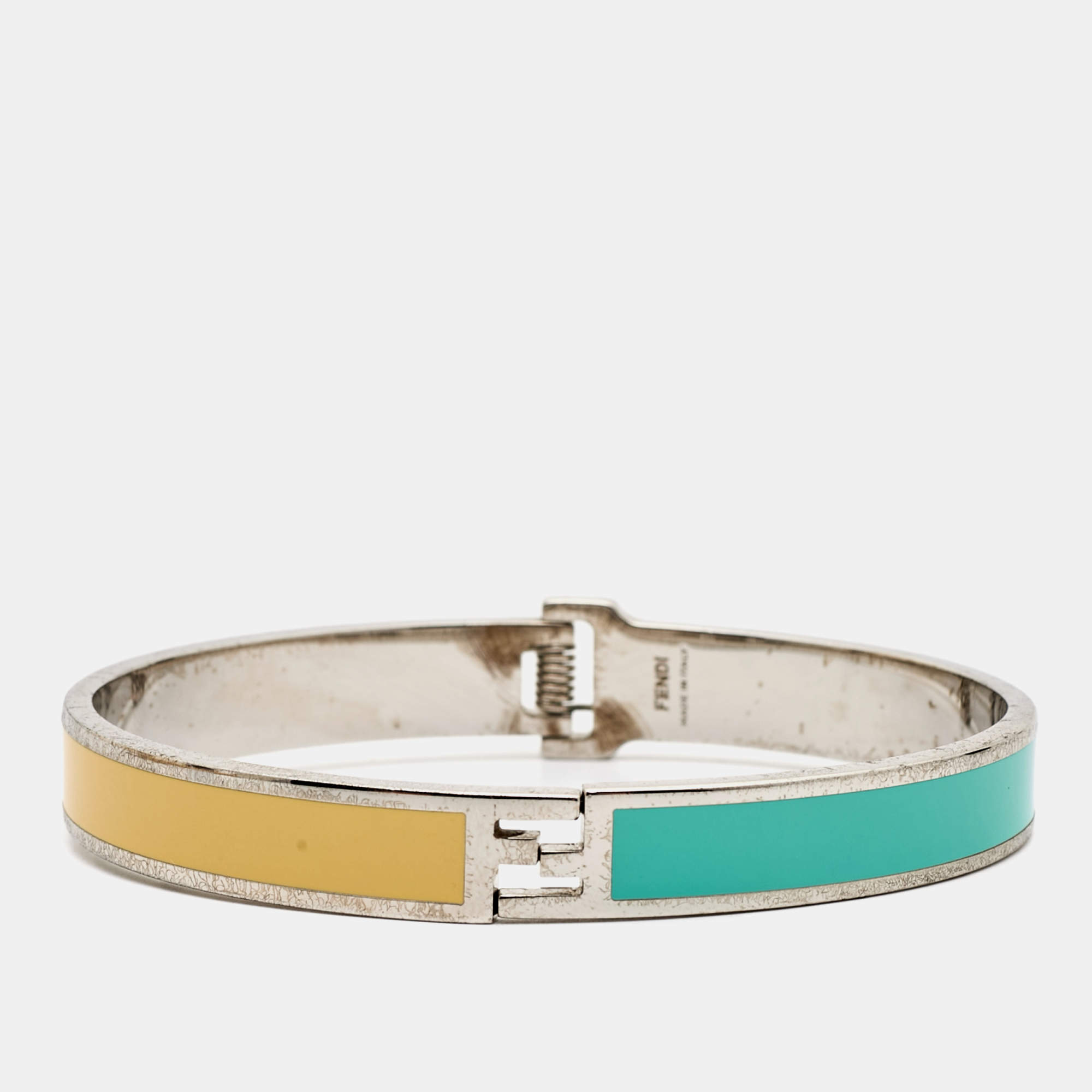 Fendi The Fendista Bicolor Enamel Silver Tone Bracelet
