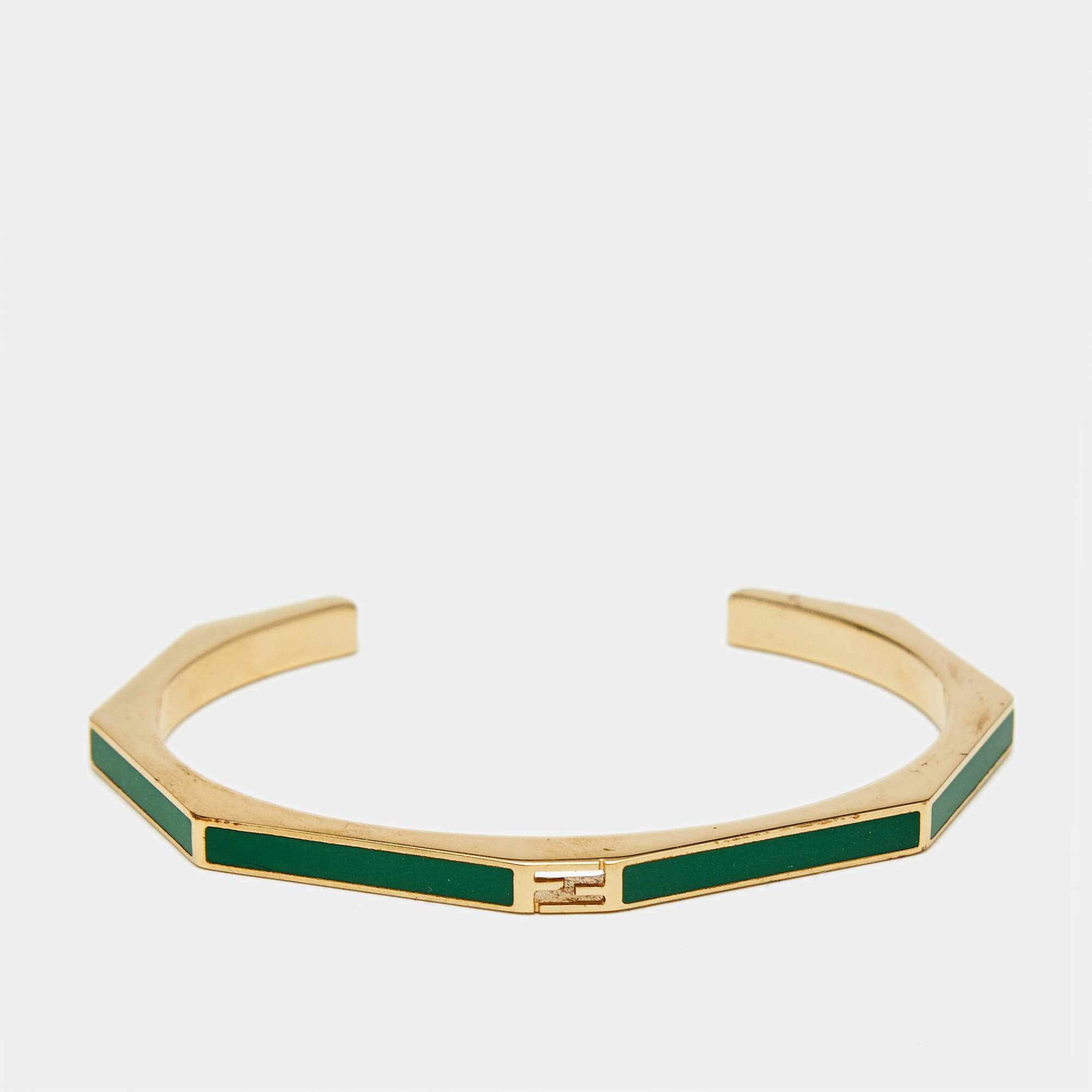 Fendi Baguette Enamel Gold Tone Bracelet M