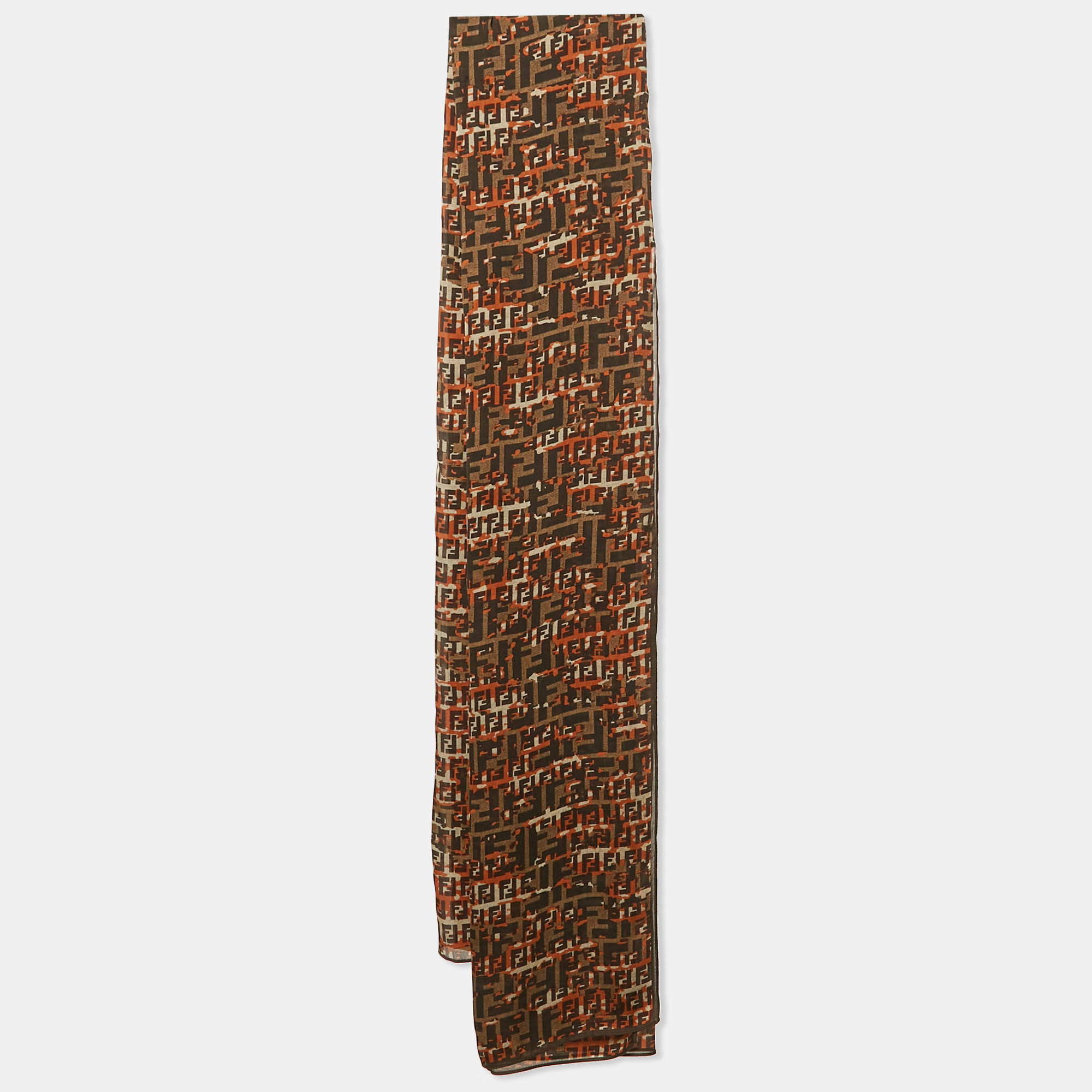 Fendi Brown/Multicolor Zucca Silk Stole 