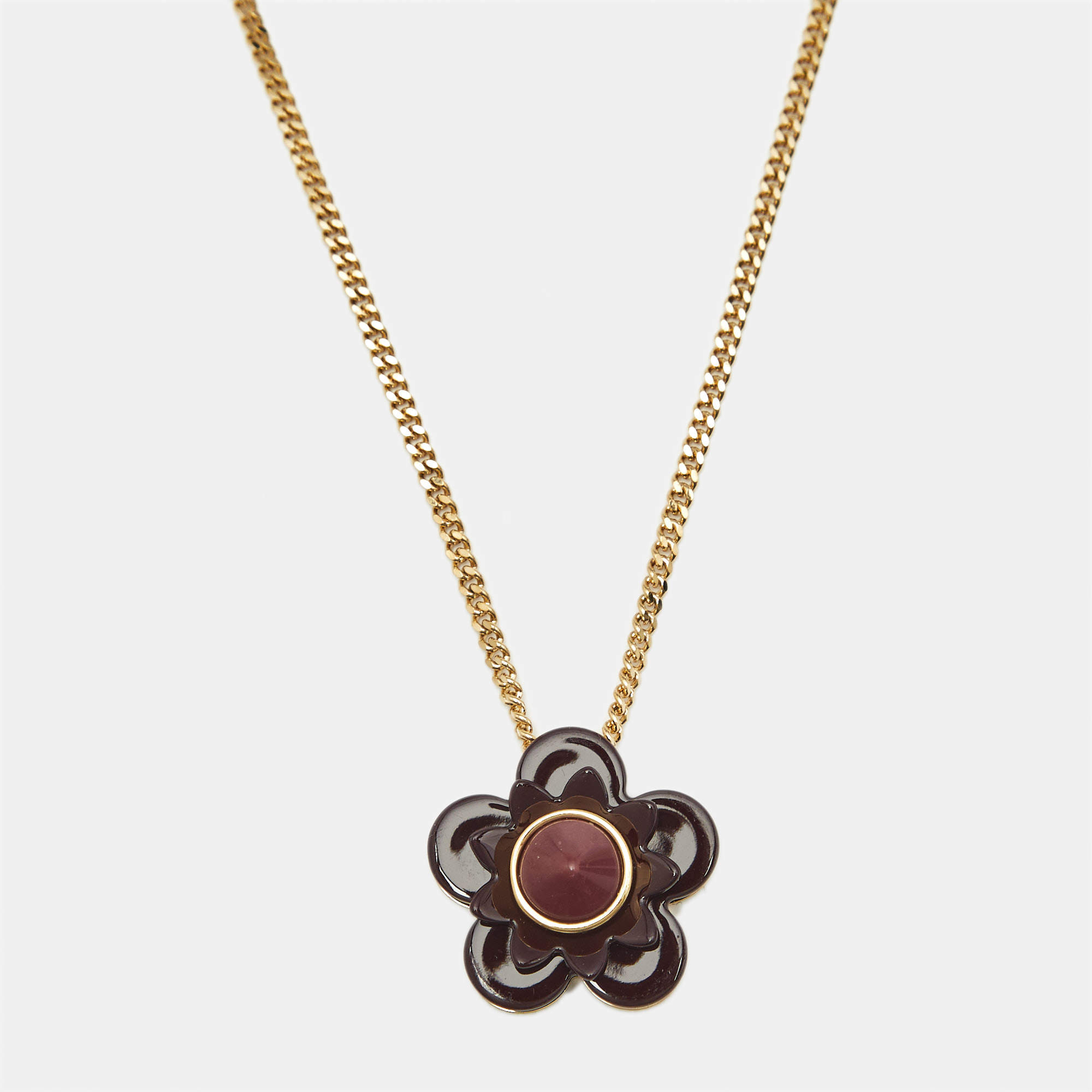 Fendi Blossom Resin Gold Tone Necklace