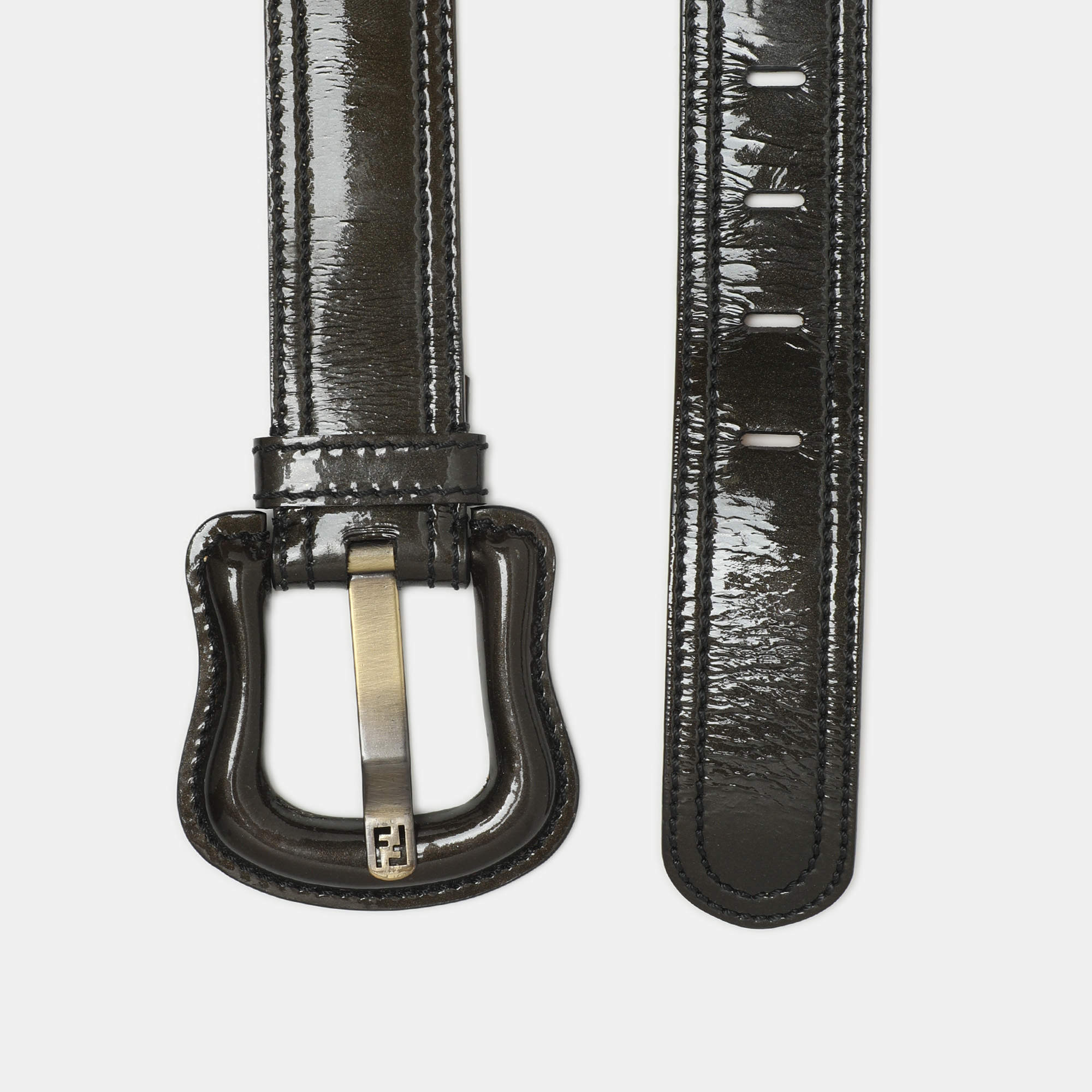 ベルト FENDI Belts Women Leather Black/Grey FF Squared Belt Leather Black | Fendi