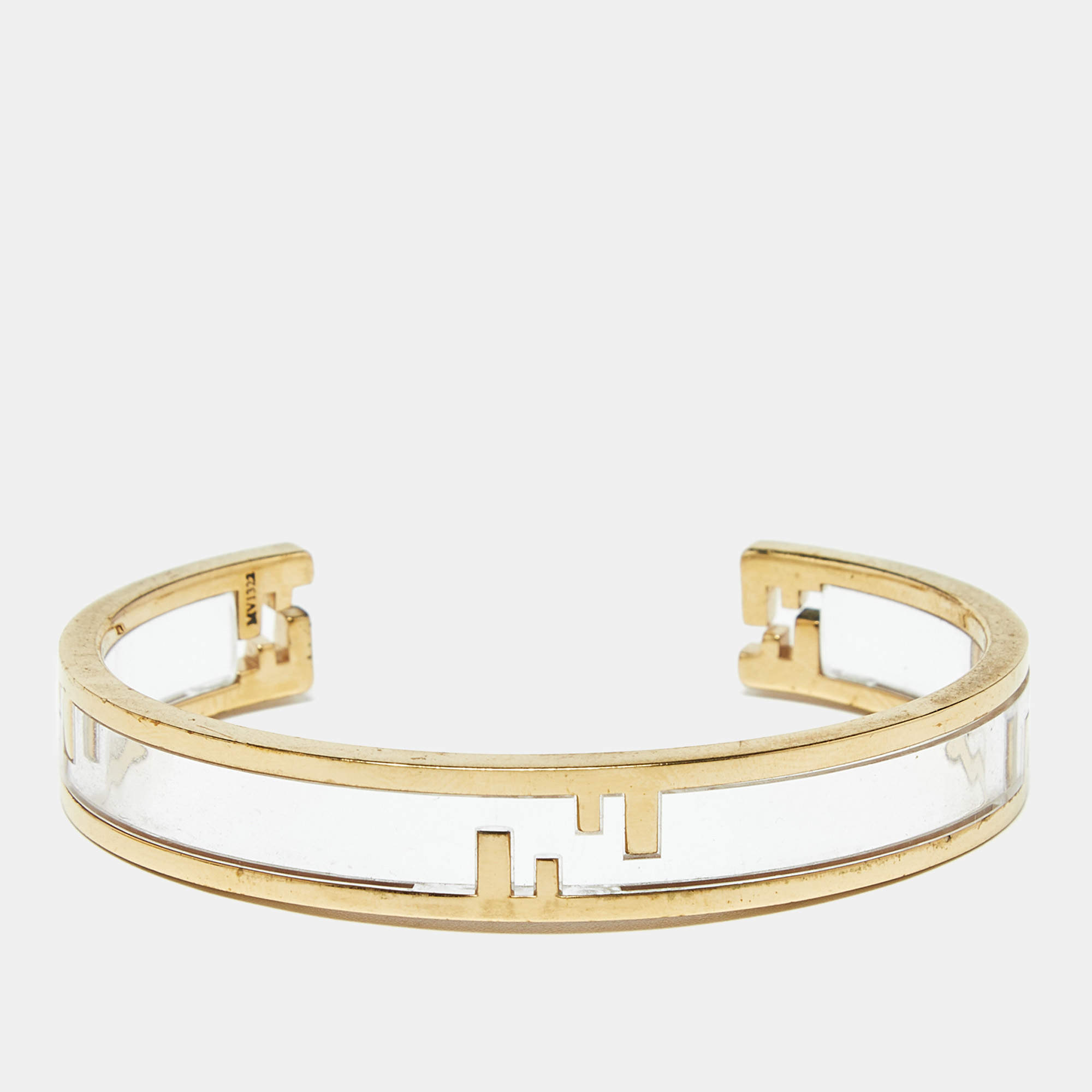 Pre Owned Fendi FF Aclyric Gold Tone bracelet M