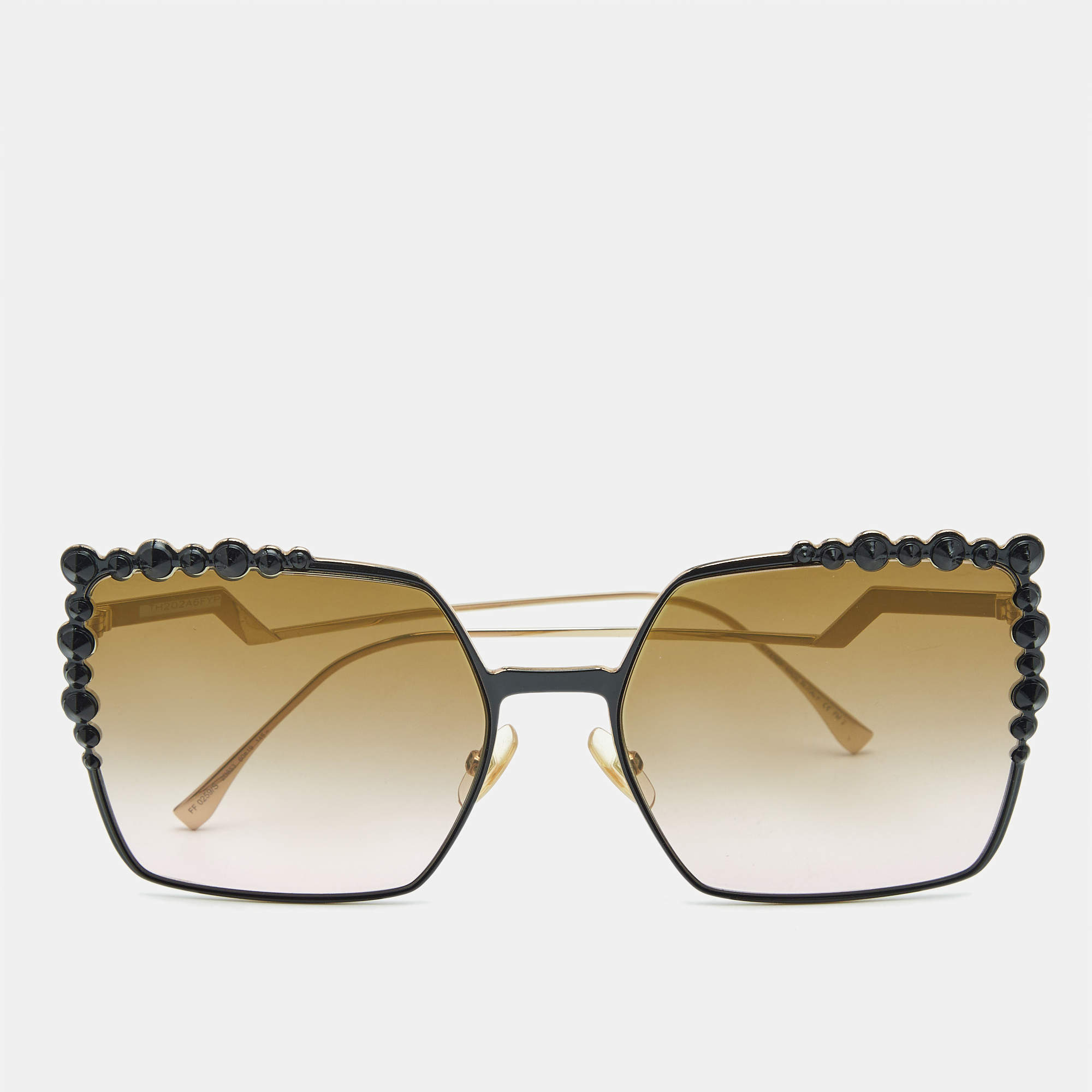 مملوكة مسبقًا نظارة شمسية فندي بني متدرج FF 0259/S مزينة كبيرة الحجم