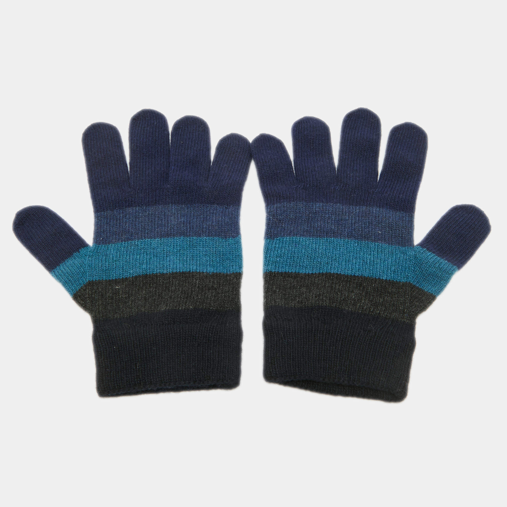 Pre Owned Fendi Blue Wool Blend Gloves One Size