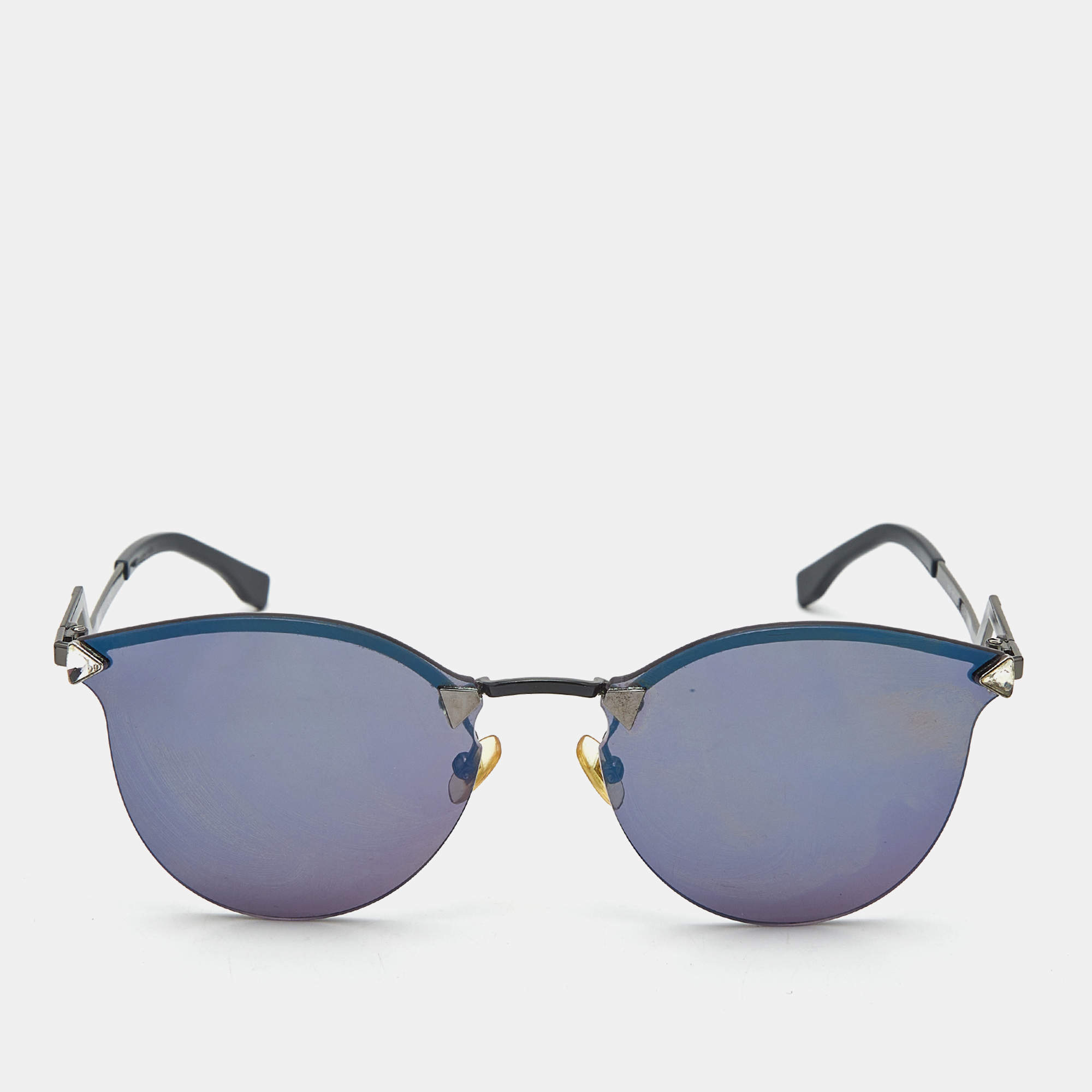 Pre Owned Fendi Black FF0040/S Embellished Cat Eye Sunglasses