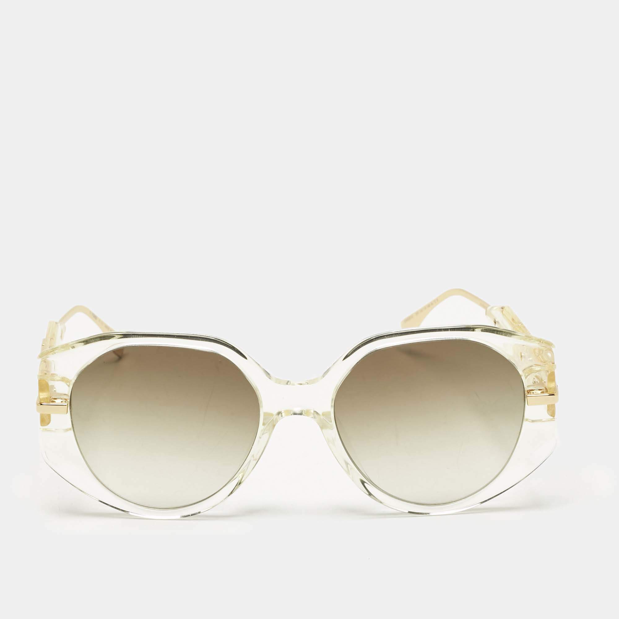 مملوكة مسبقًا Fendi Gold/Brown Gradient FF40083U Fendigraphy Round Sunglasses