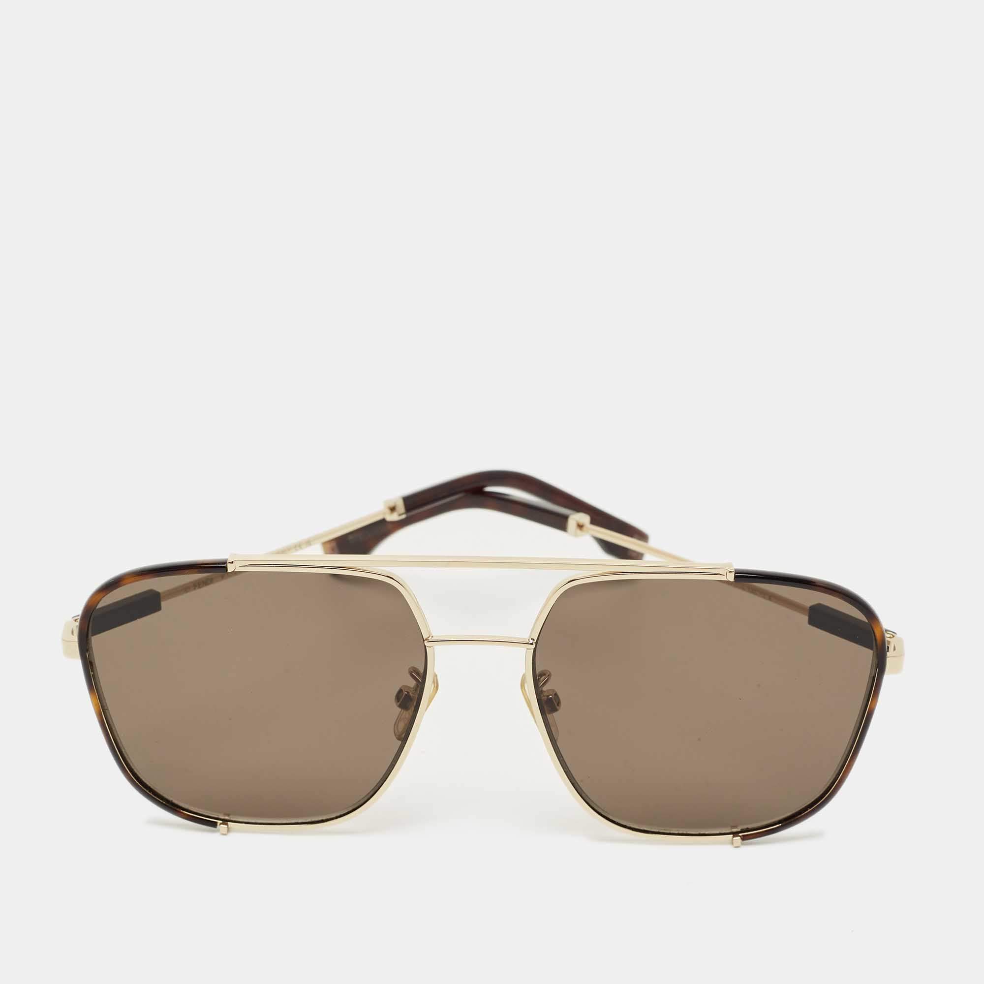 Pre Owned Fendi Brown FF 40059U Square Sunglasses