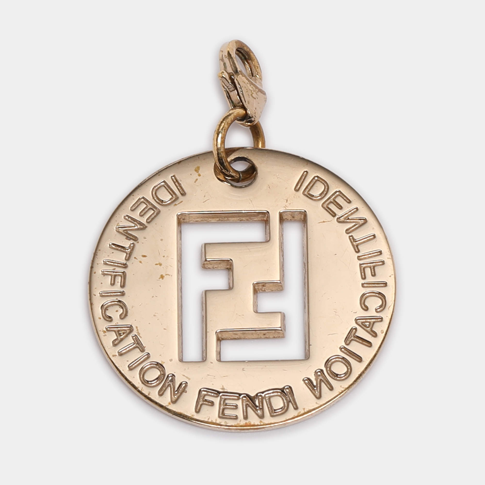 Pre Owned Fendi Gold Tone Hardware FF Identification Pendant
