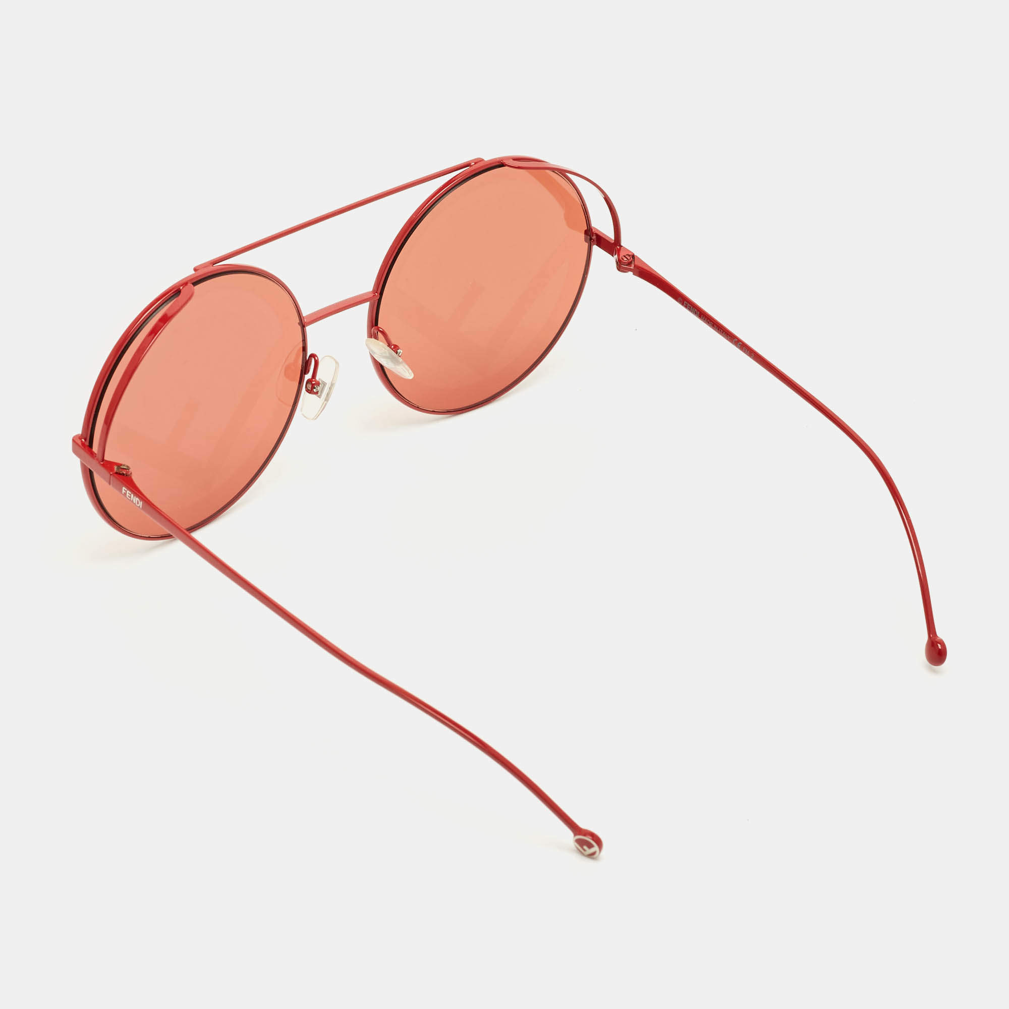 Pre Owned Fendi Red FF 0285/S Round Sunglasses