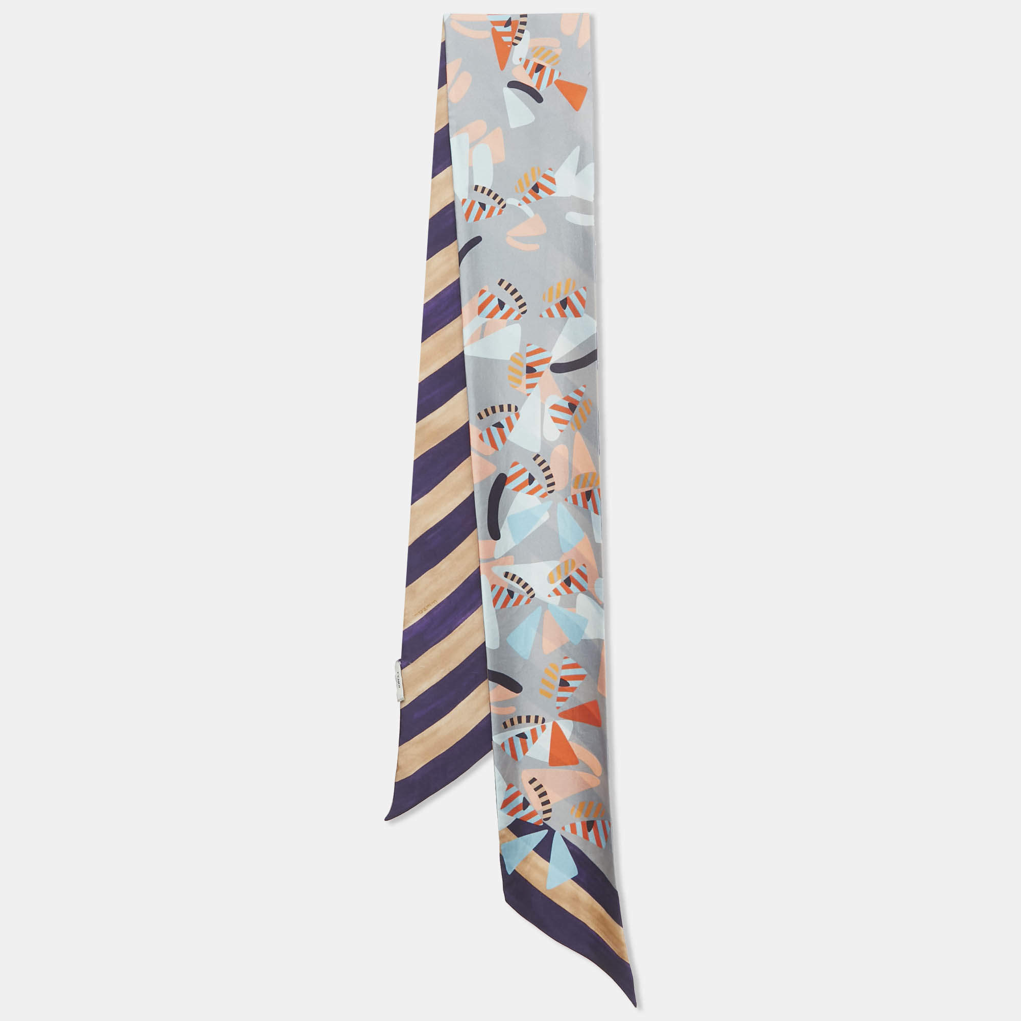 مملوكة مسبقًا Fendi Grey Monster Eyes Silk Wrappy Scarf 