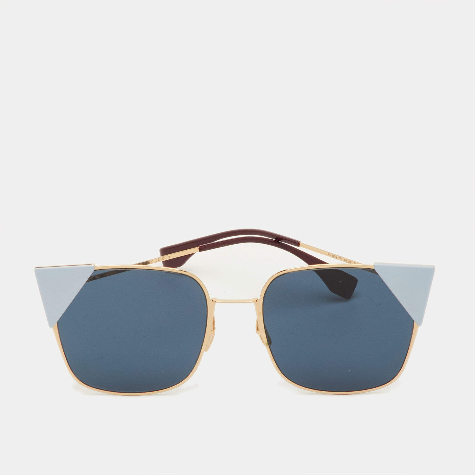 مملوكة مسبقًا Fendi Blue/Gold Tone FF0191S Cat Eye Sunglasses