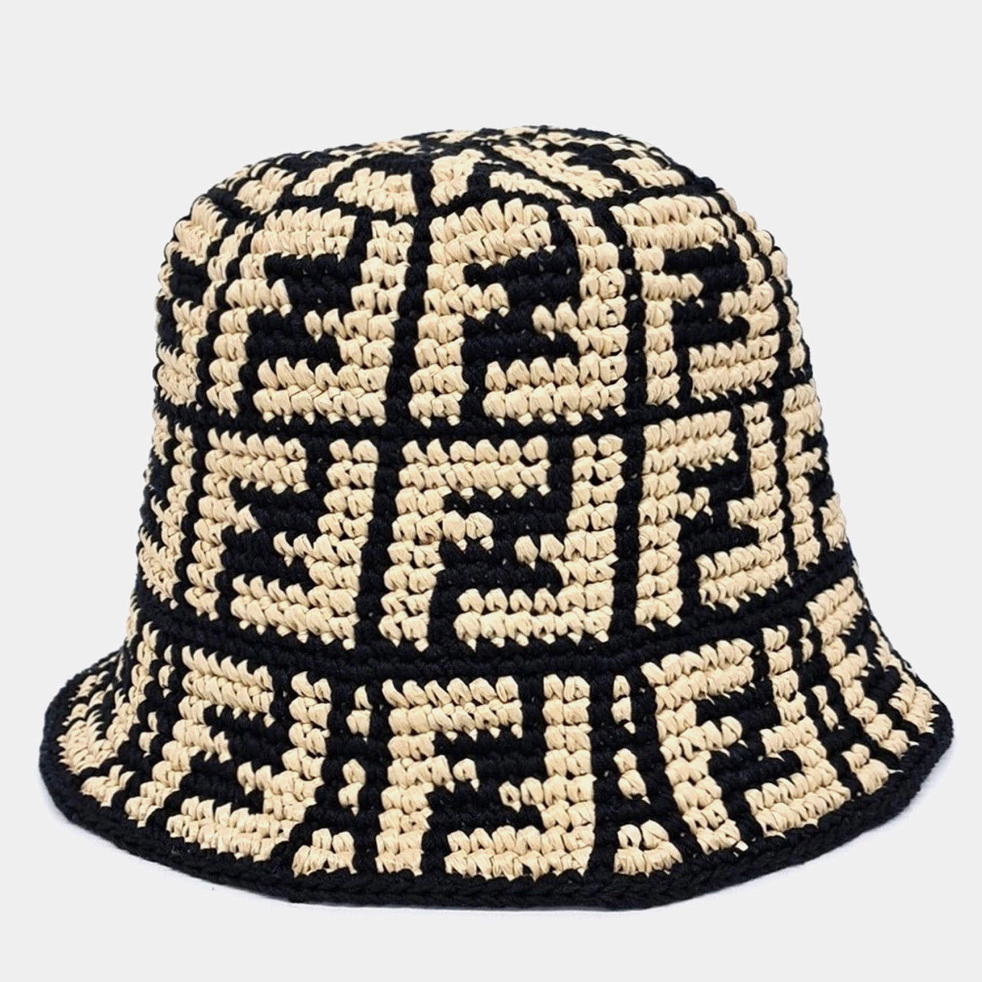 مملوكة مسبقًا Fendi Beige Black Cotton bucket hat