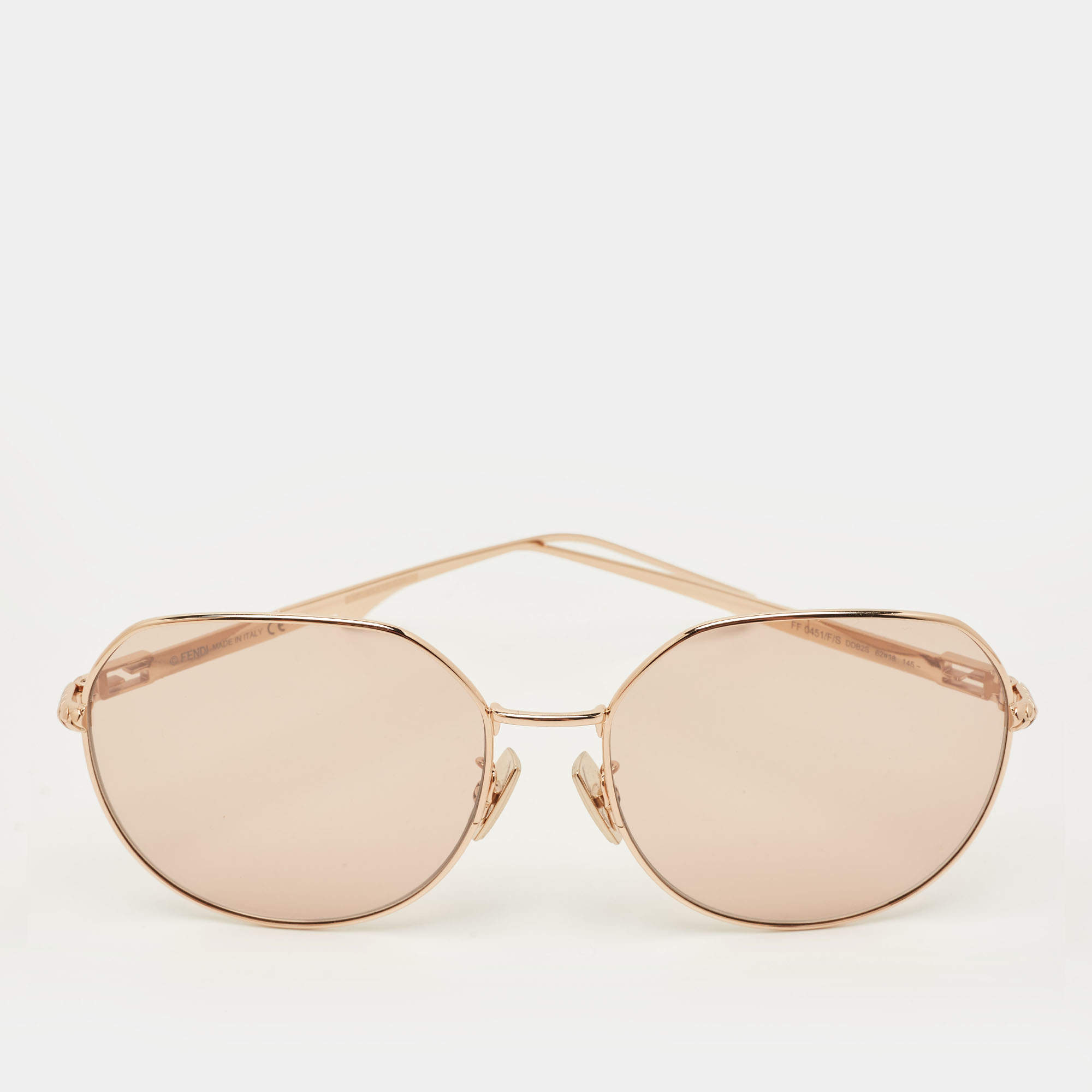 Pre Owned Fendi Peach/Rose Gold FF0451/F/S Oversized Sunglasses