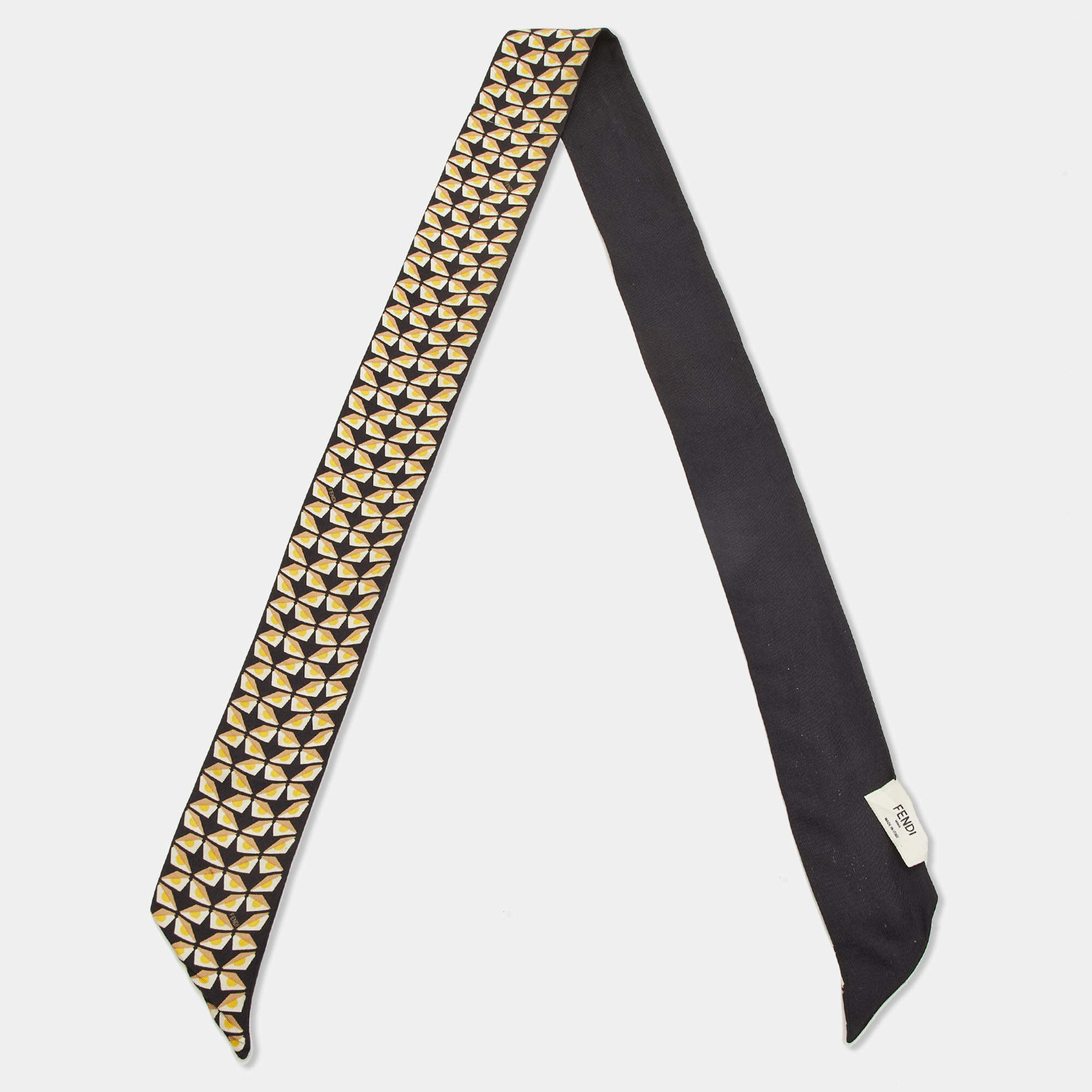 Pre Owned Fendi Multicolor Printed Silk Bandeau Scarf 