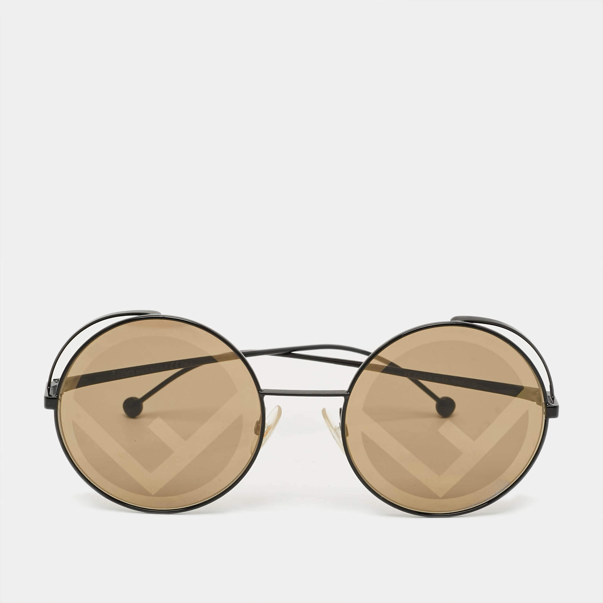 Pre Owned Fendi Brown/Black Zucca FF 0343/S Fendirama Round Sunglasses