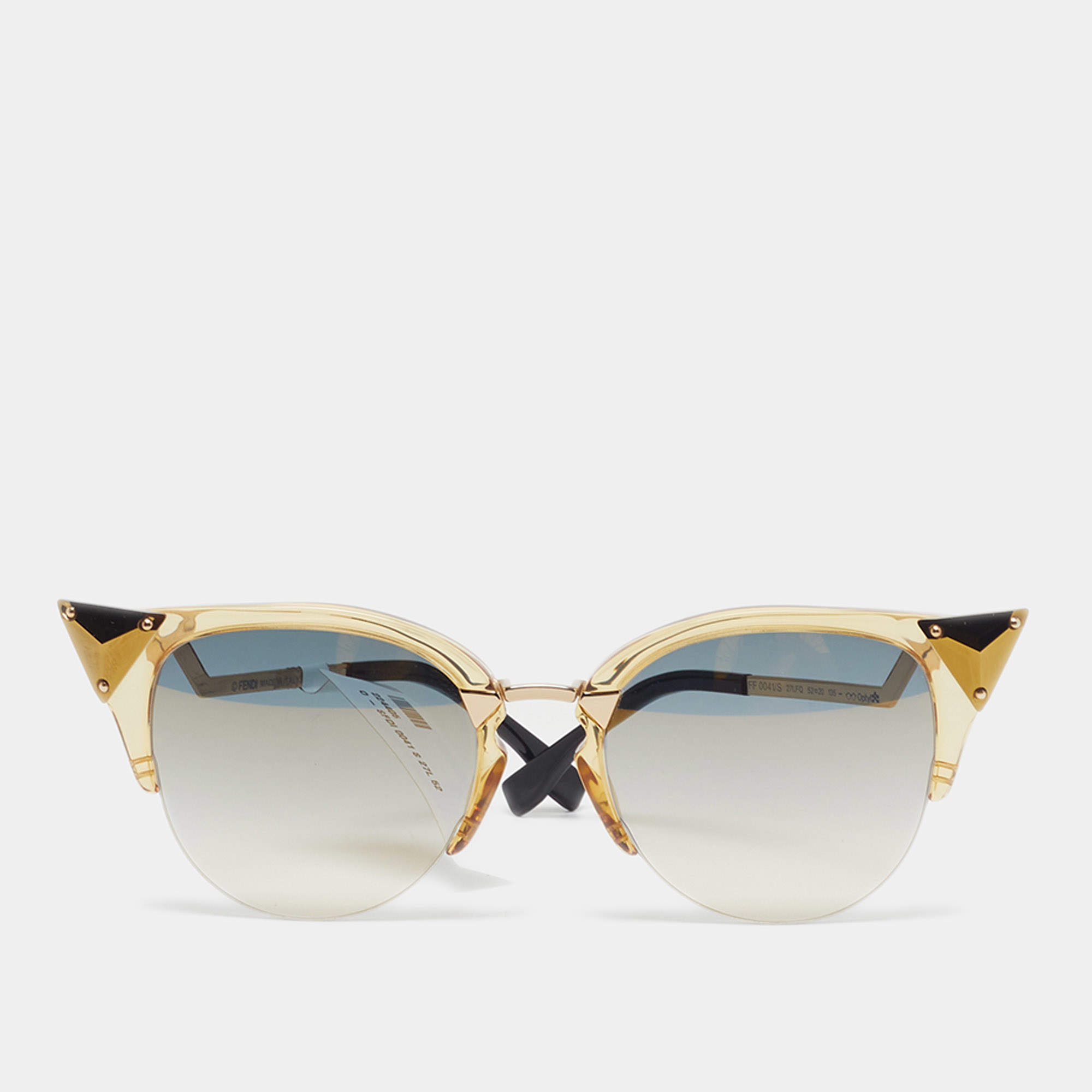 مملوكة مسبقًا Fendi Gold Gradient FF0041/S Crystal Embellished Cat Eye Sunglasses 