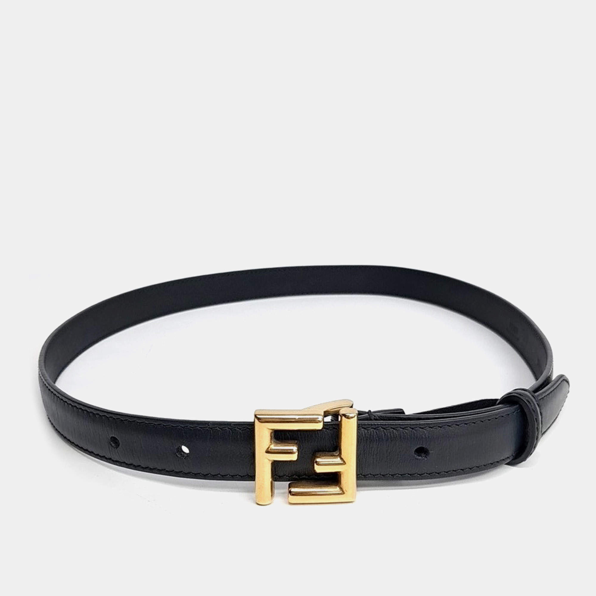 مملوكة مسبقًا Fendi Black Leather Belt