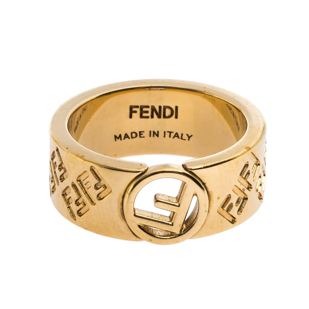 Fendi FF Motif Gold Tone Ring M