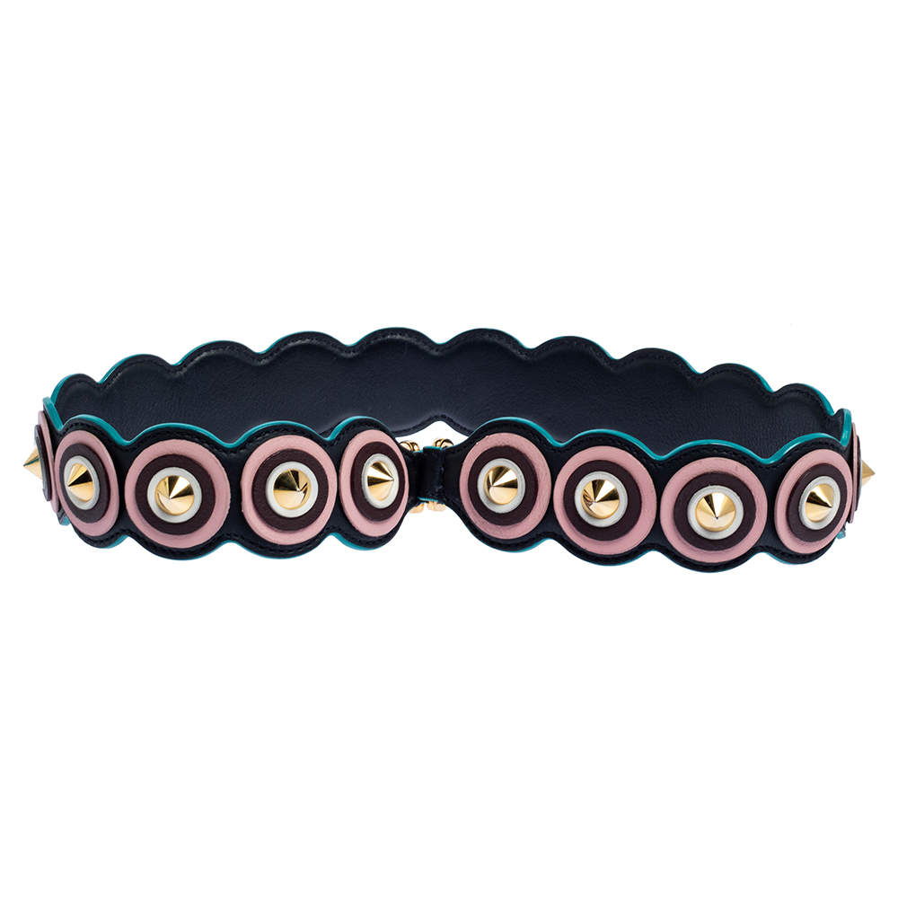 Pre Owned Fendi Multicolor Spiked Leather Strap You Bag Strap