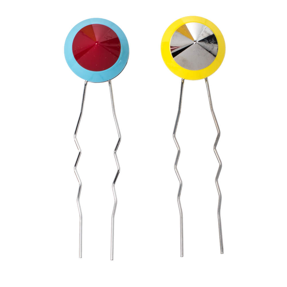 Fendi Multicolor Studded Set of 2 Hair Pins 
