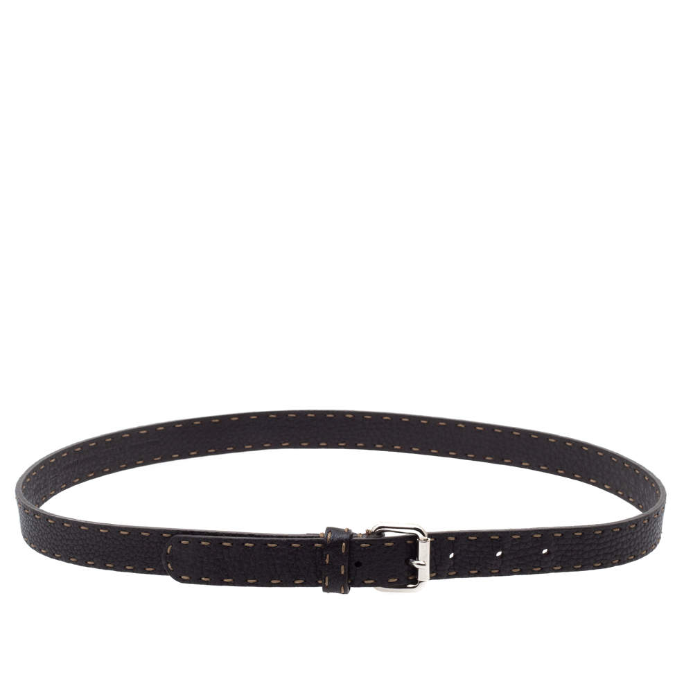 مملوكة مسبقًا Fendi Dark Brown Selleria Leather Buckle Belt 90CM