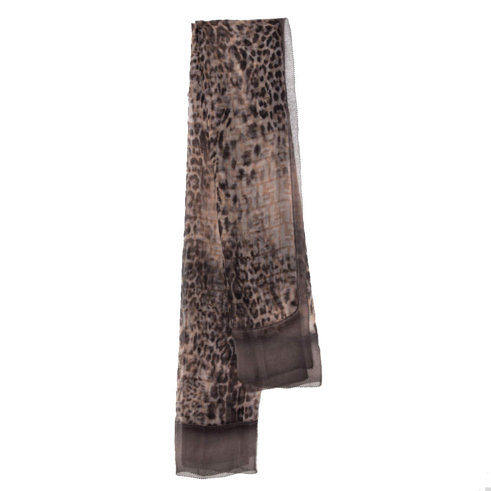 Fendi Leopard Print Zucca Silk Scarf Fendi | The Luxury Closet