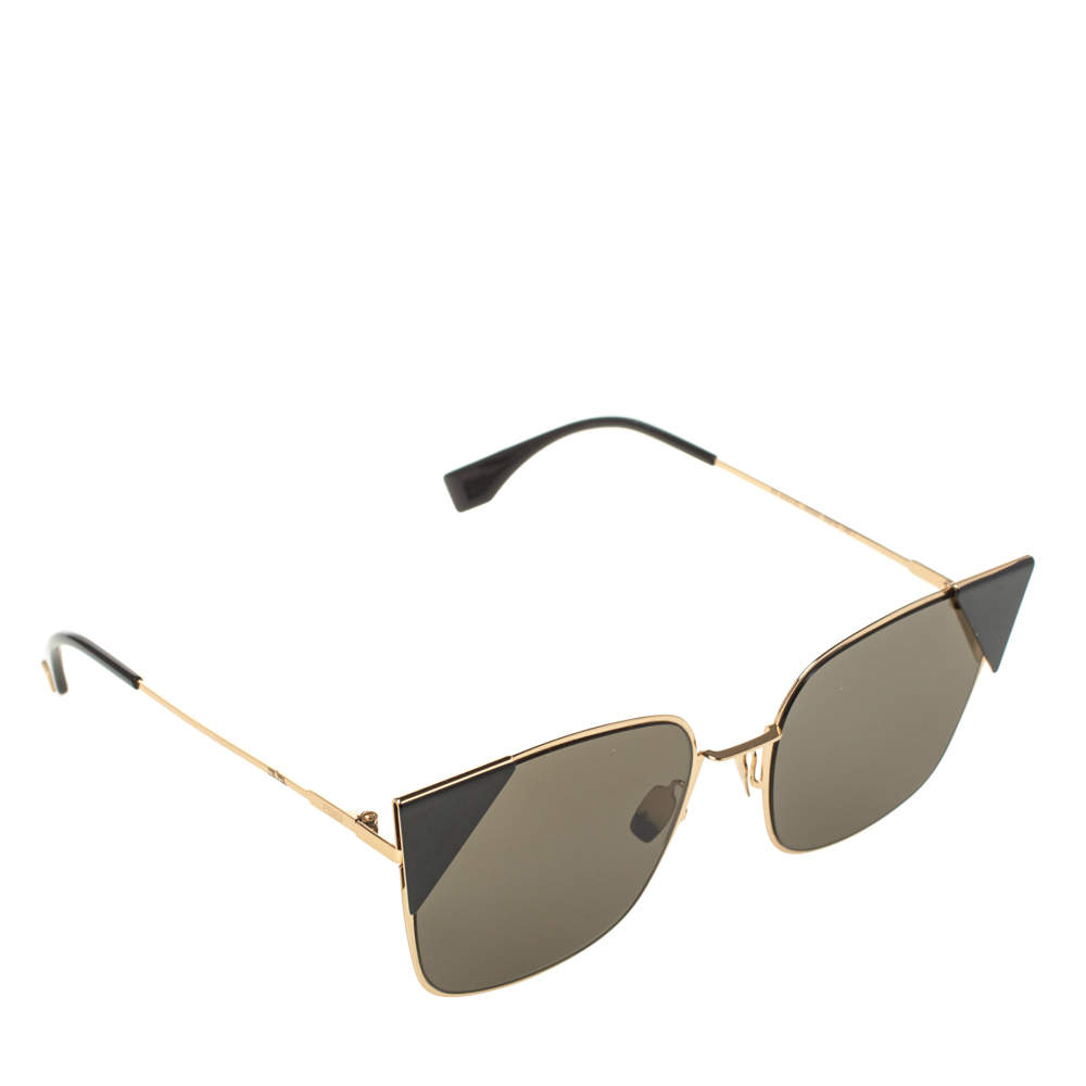 Fendi Gold/Black Mirror Lei Aviators Sunglasses Fendi | The Luxury Closet