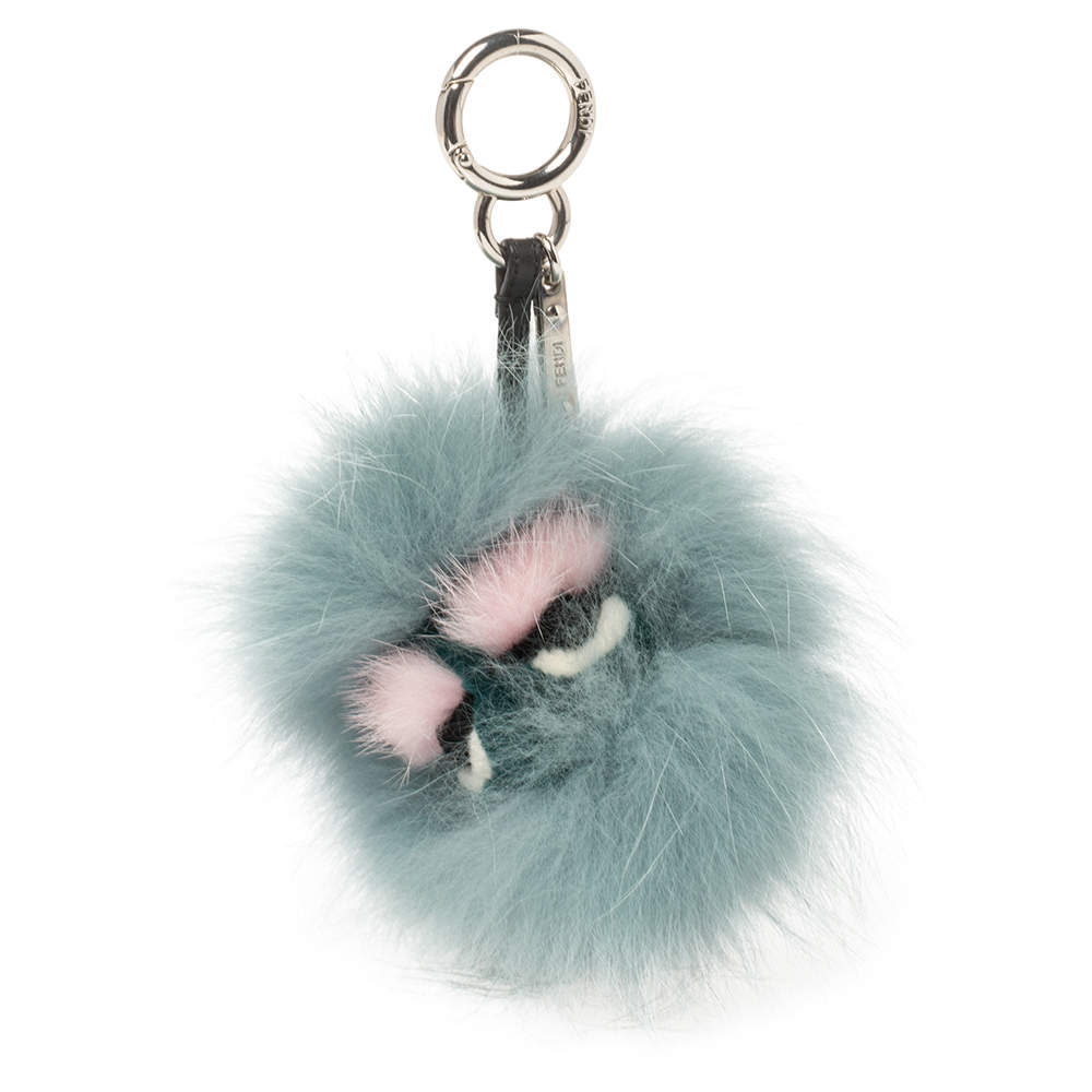 Fendi Blue Fox Fur Lagoon Bug Bag Charm