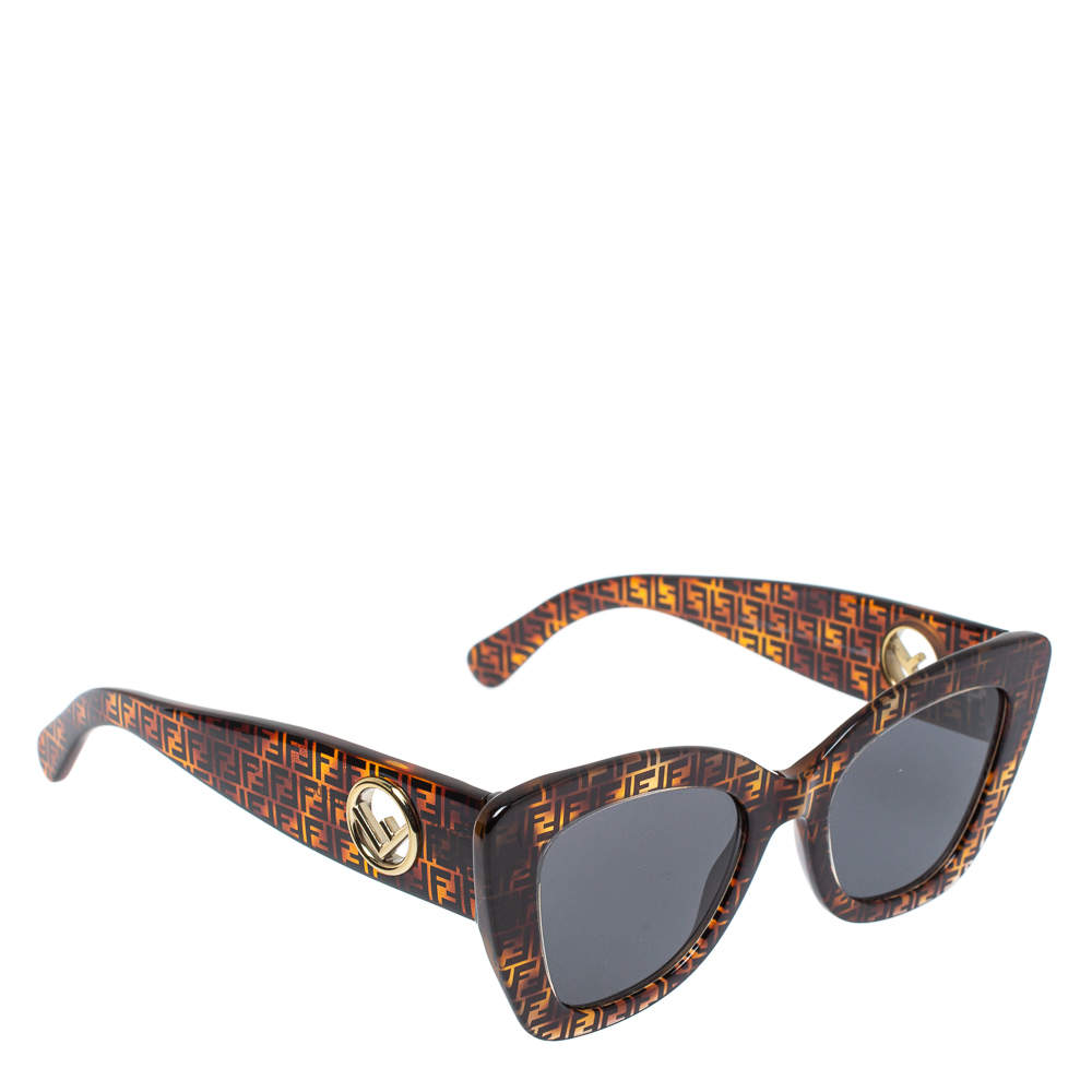مملوكة مسبقًا نظارة شمسية فندي"أف إيز فندي أف أف0327/أس" عين قطة عاكسة رصاصي و زوكا بني
