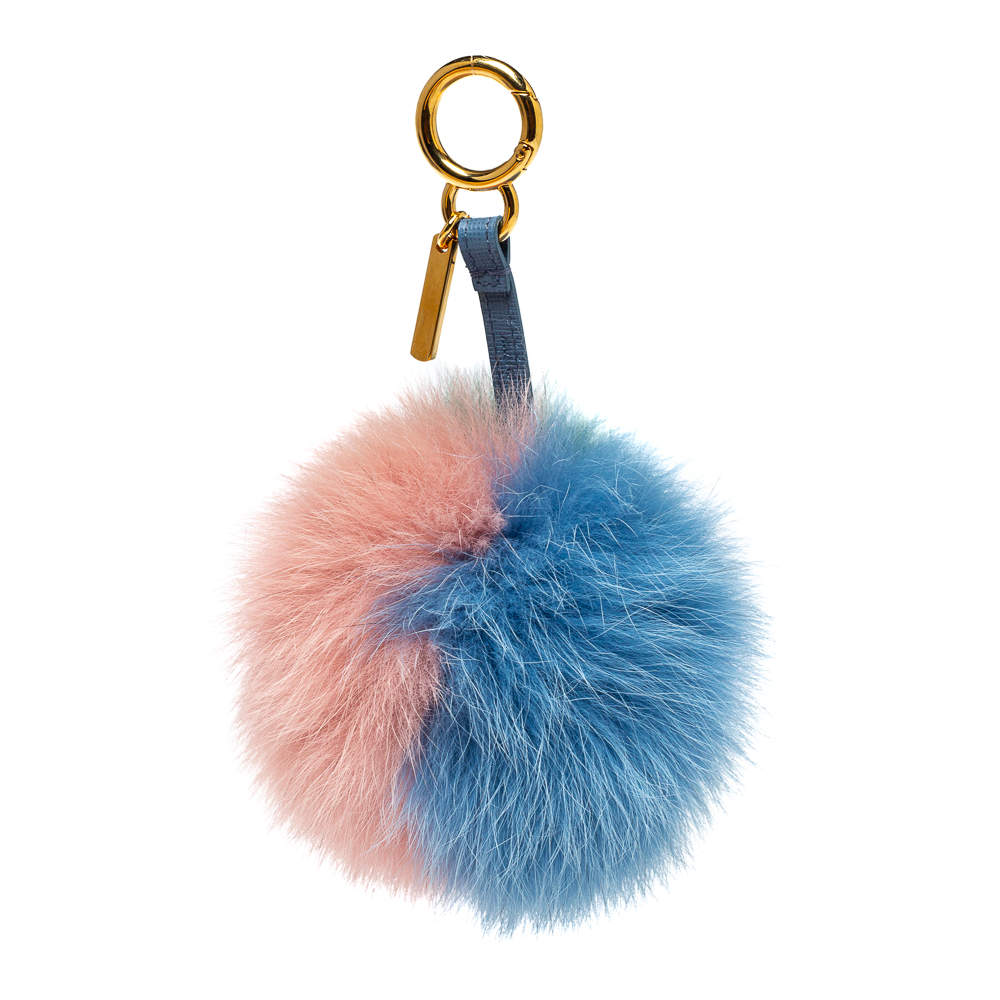 Pre Owned Fendi Multicolor Fur and Leather Bag Charm and Key Holder
