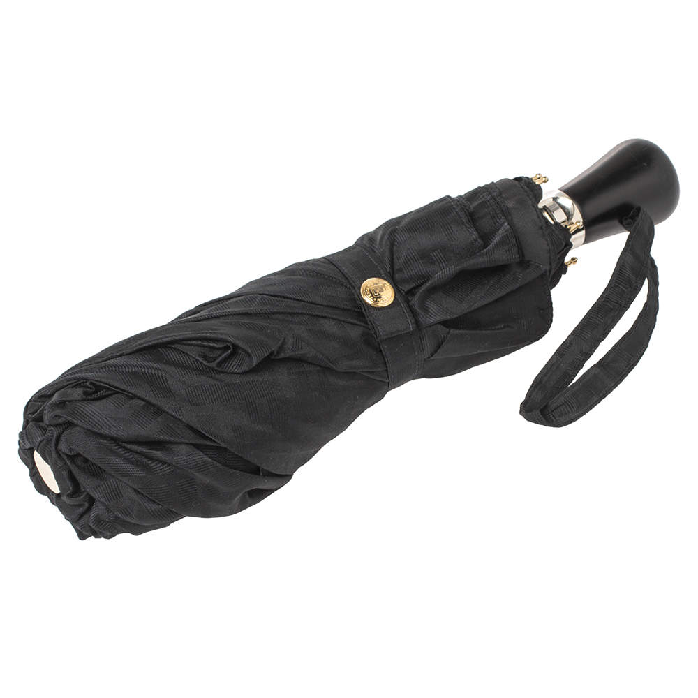 Pre Owned Fendi Black Zucca Folding Umbrella