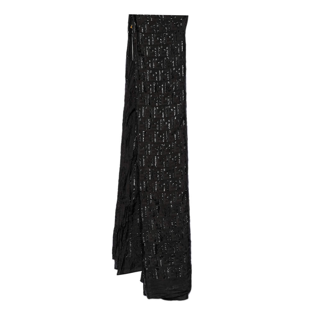 Pre Owned وشاح فندي حرير لوركس مونوغرامي أسود