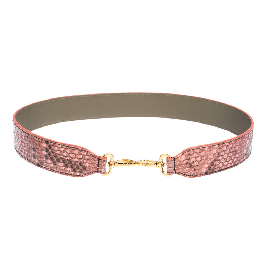 Pre Owned Fendi Pink/Black Python Strap You Shoulder Bag Strap