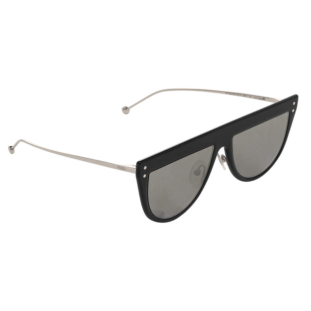 Fendi Silver Tone/Black FF 0372/S Defender Oval Sunglasses