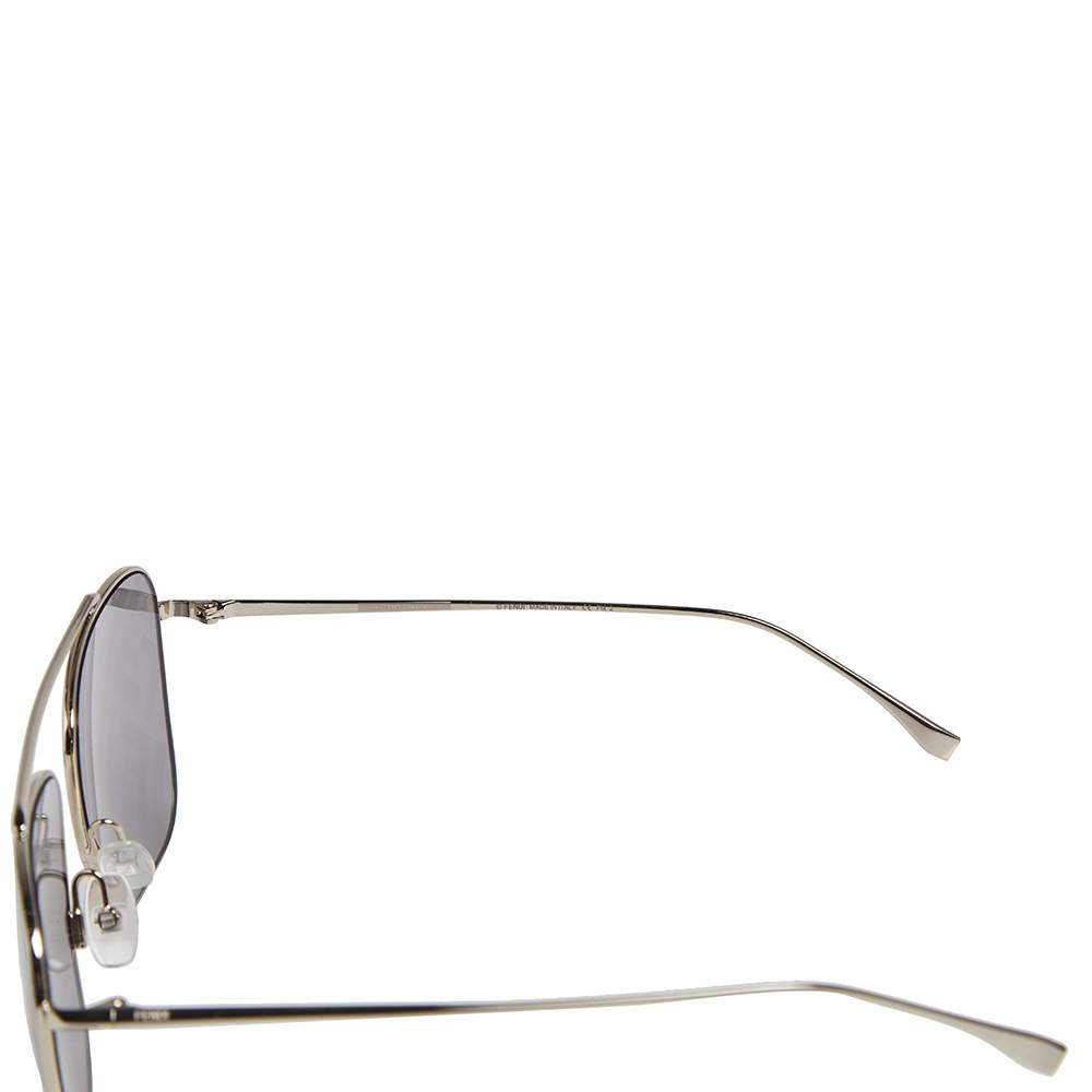 Fendi Silver Tone/Grey Zucca Mirrored M0022 Aviator Sunglasses Fendi