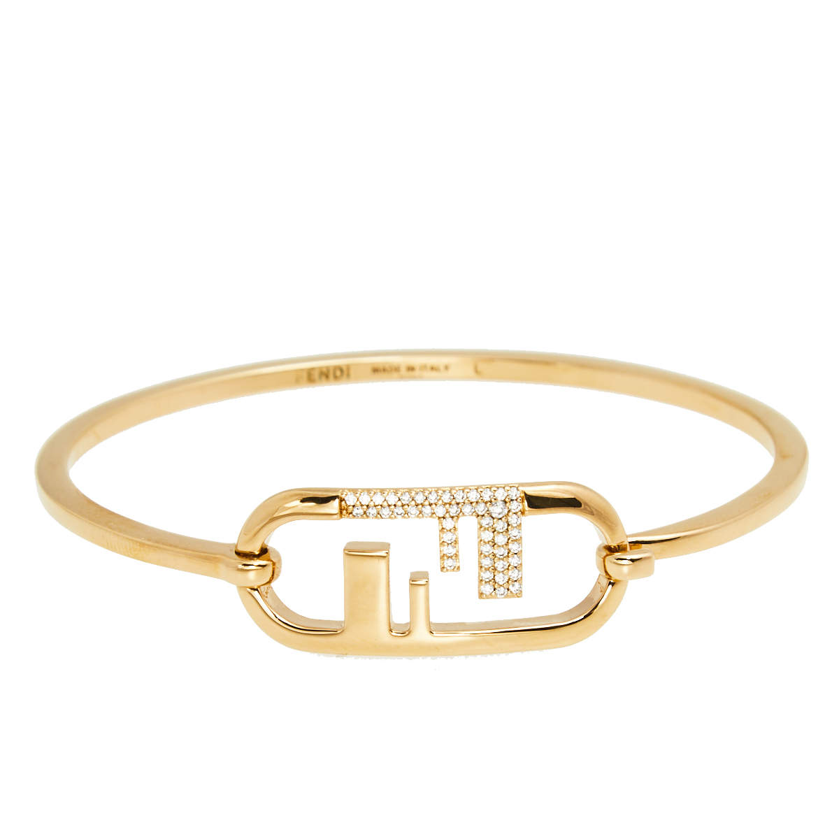 Fendi Gold Tone Crystal O'Lock Bracelet