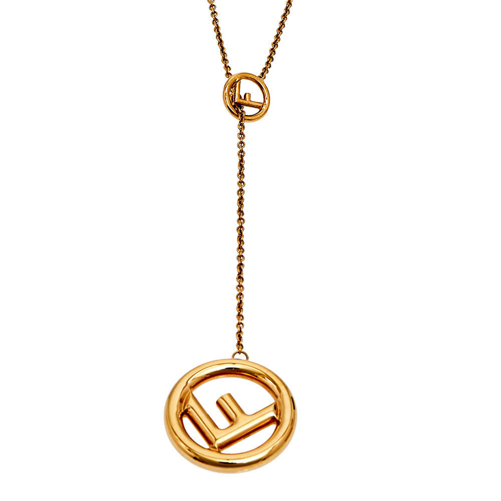 Fendi F is Fendi Gold Tone Lariat Necklace