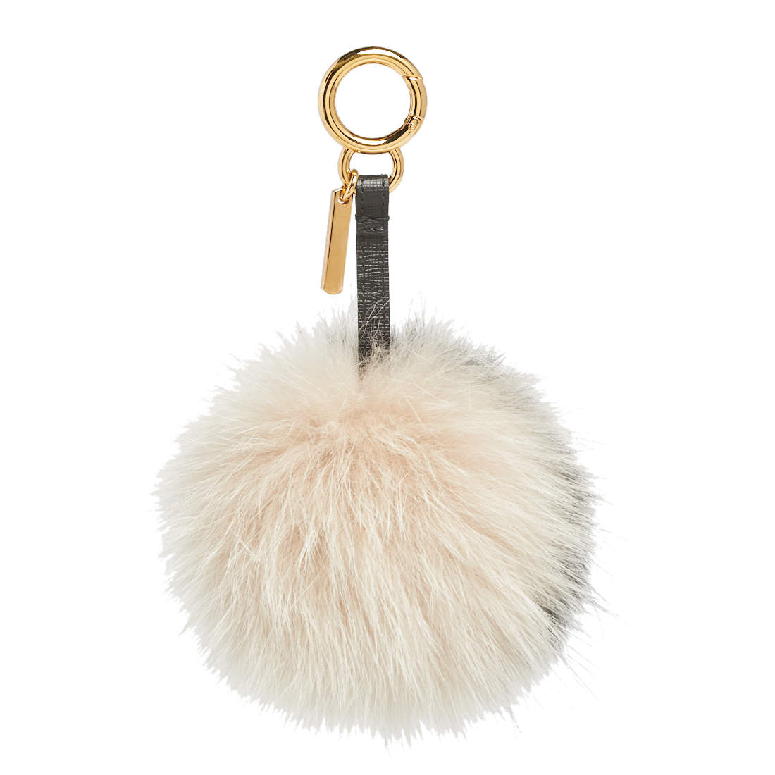 Pre Owned Fendi Monochrome Fox Fur Pom Pom Bag Charm