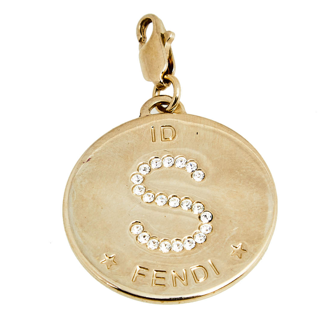 Fendi Gold Tone Crystal S Identity Charm Pendant