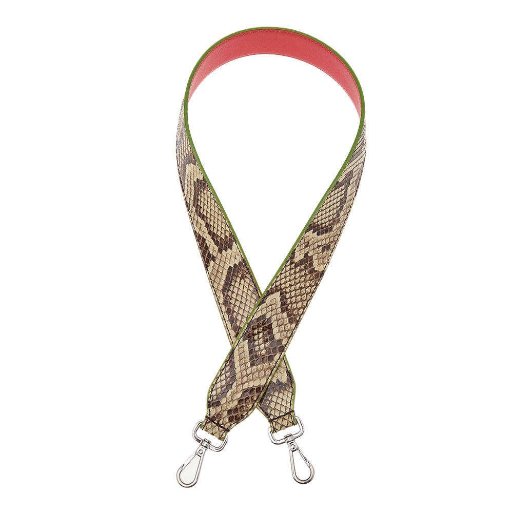 Pre Owned Fendi Beige/Brown Python Strap You Shoulder Strap