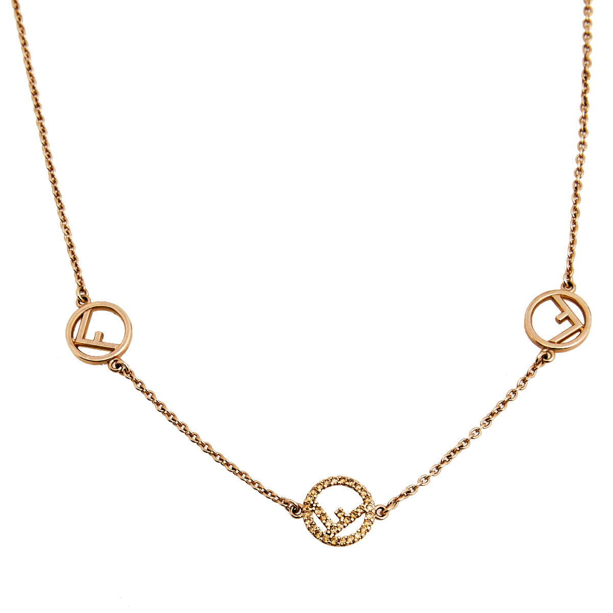 مملوكة مسبقًا Fendi  F is Fendi Rose Gold Tone Crystal Chain Necklace