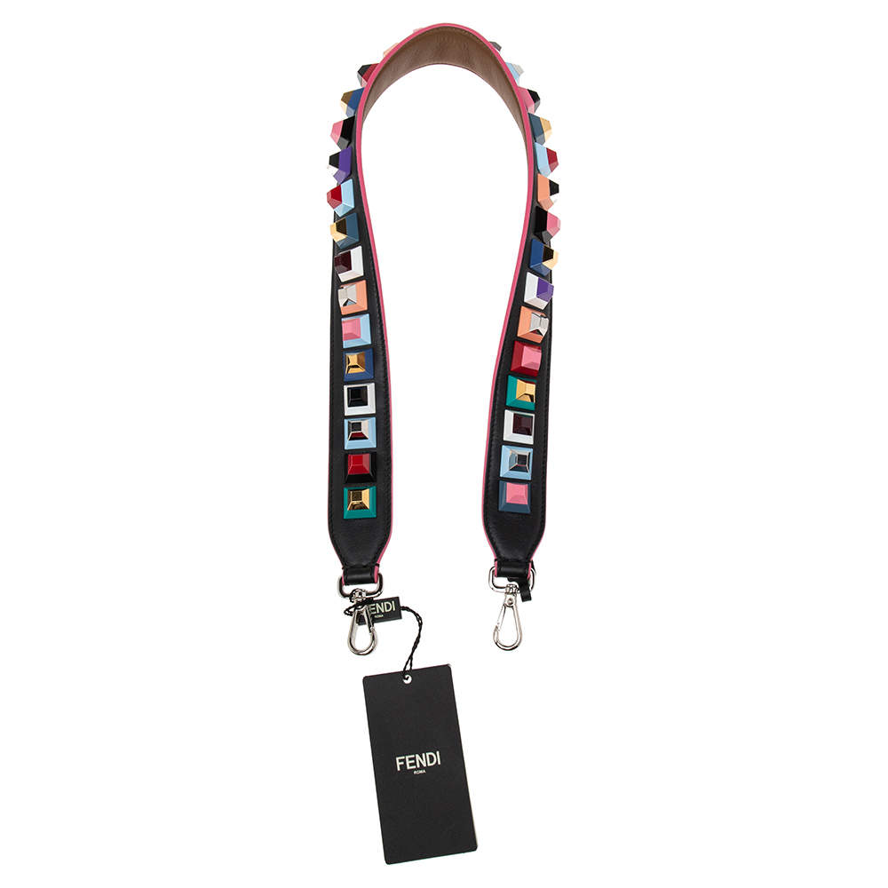 Pre Owned Fendi Multicolor Leather Studded Strap You Shoulder Bag Strap